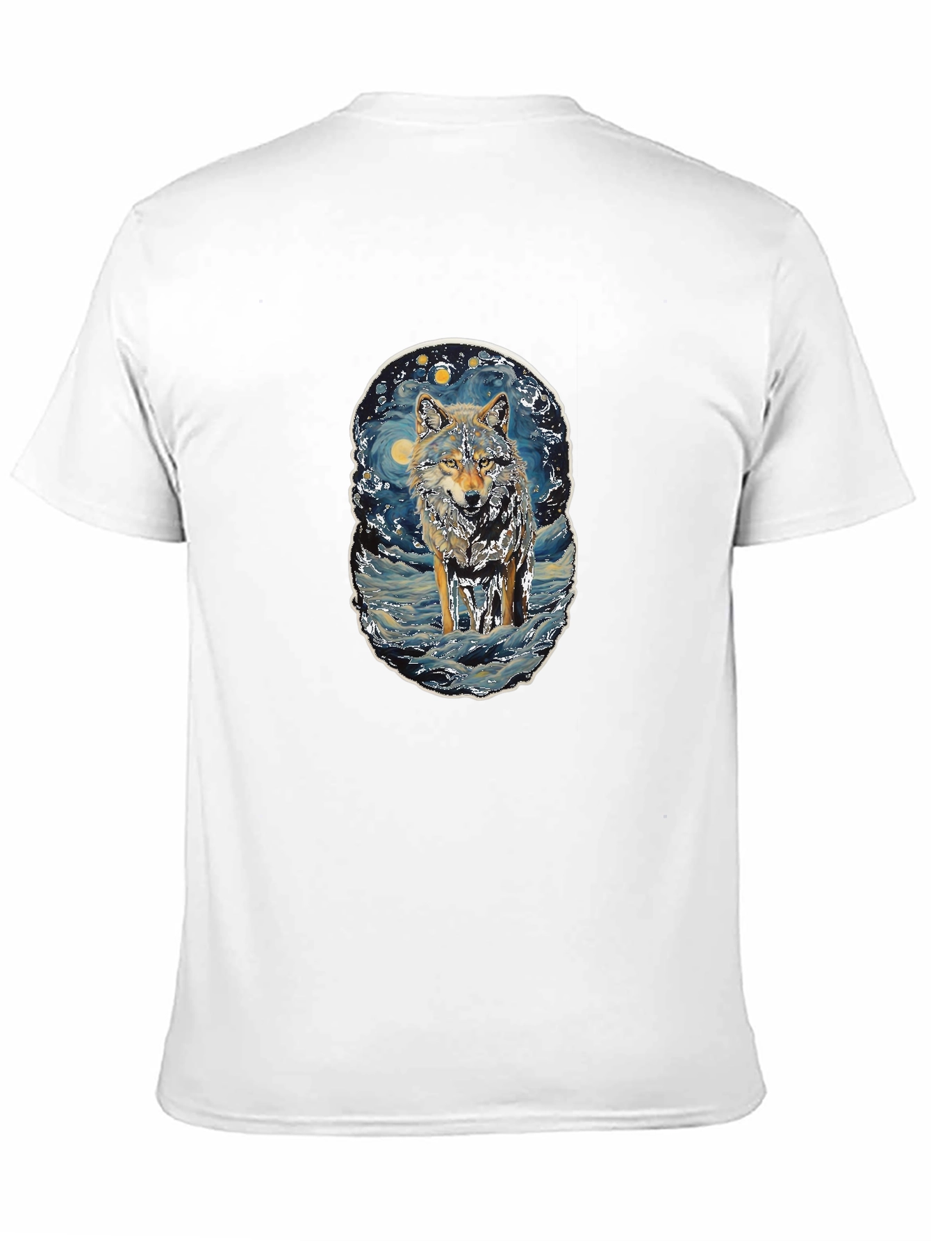 Black Wolf Starry Night T-Shirt view 11