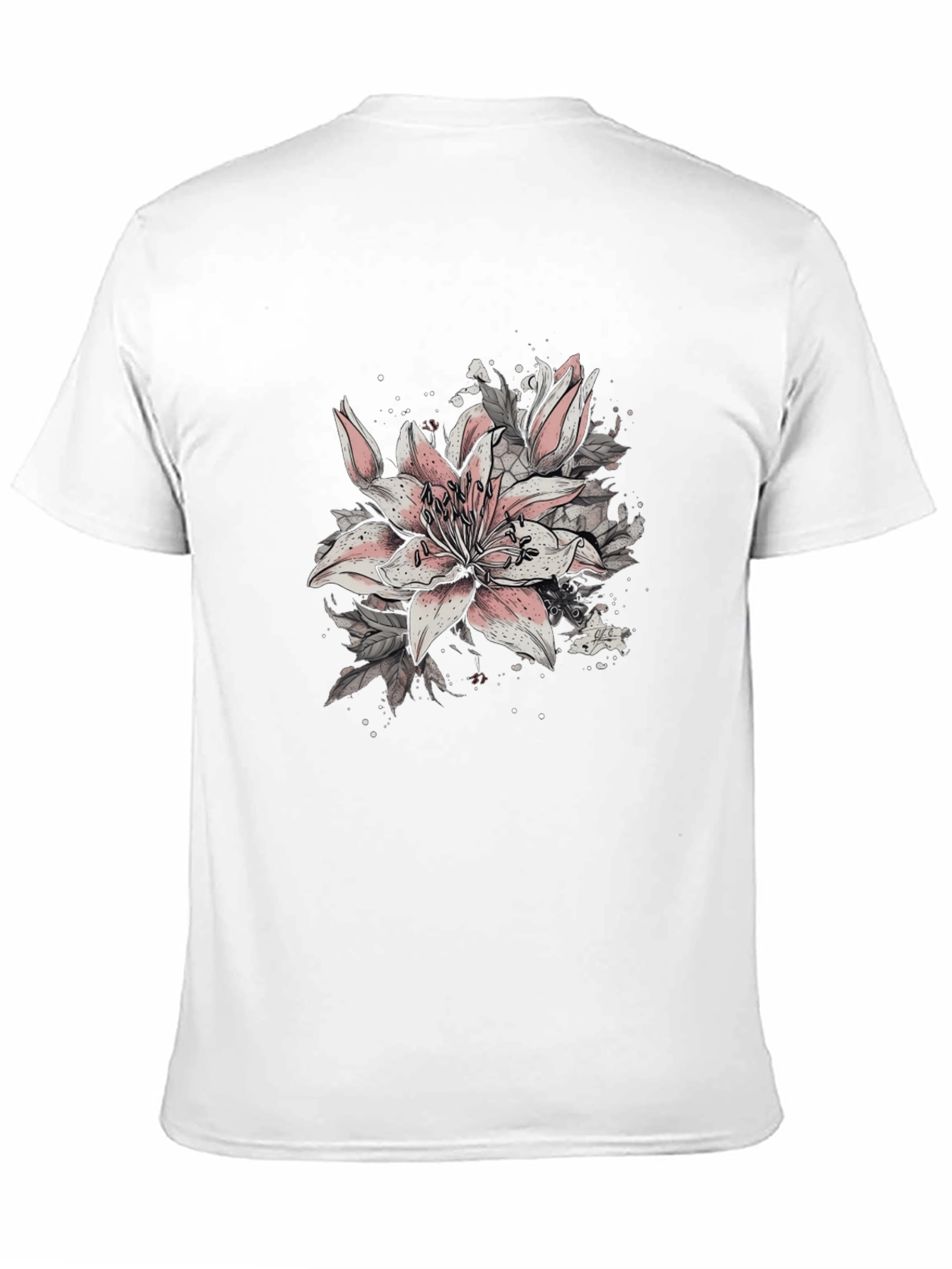 Black Floral Lily Graphic Black T-Shirt view 11