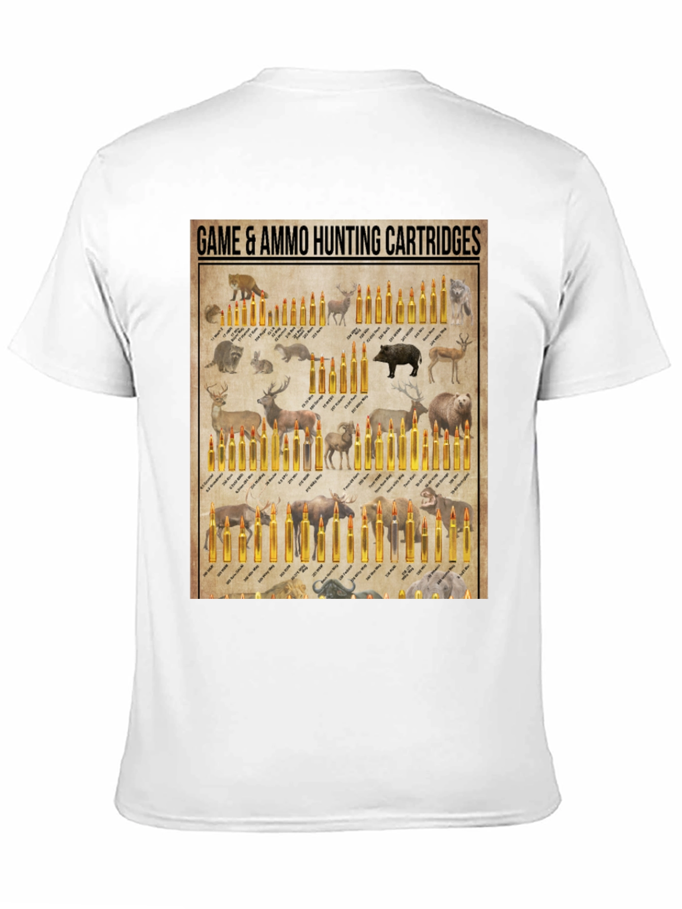 Black Hunting Cartridge T-Shirt - Game and Ammo Design view 11