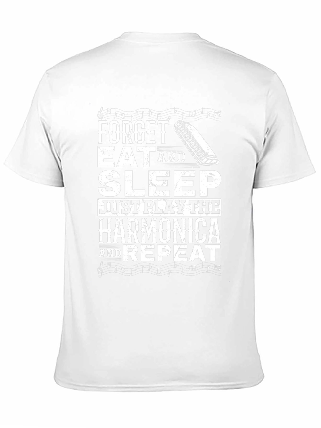 Black Harmonica Player T-Shirt: Forget, Eat, Sleep, Play, Repeat view 11