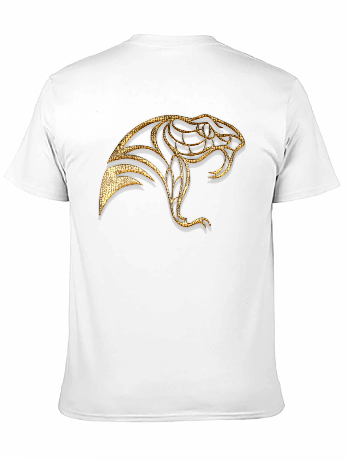 Black Men's Black T-Shirt with Golden Snake Design view 11