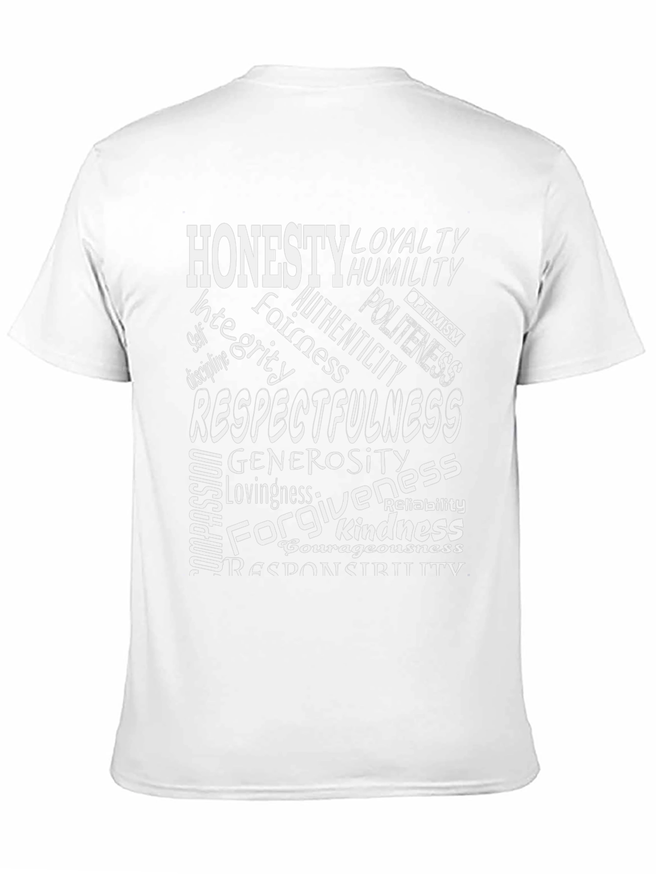 Black Virtue Word Cloud T-Shirt - Honesty, Kindness, Respect view 11