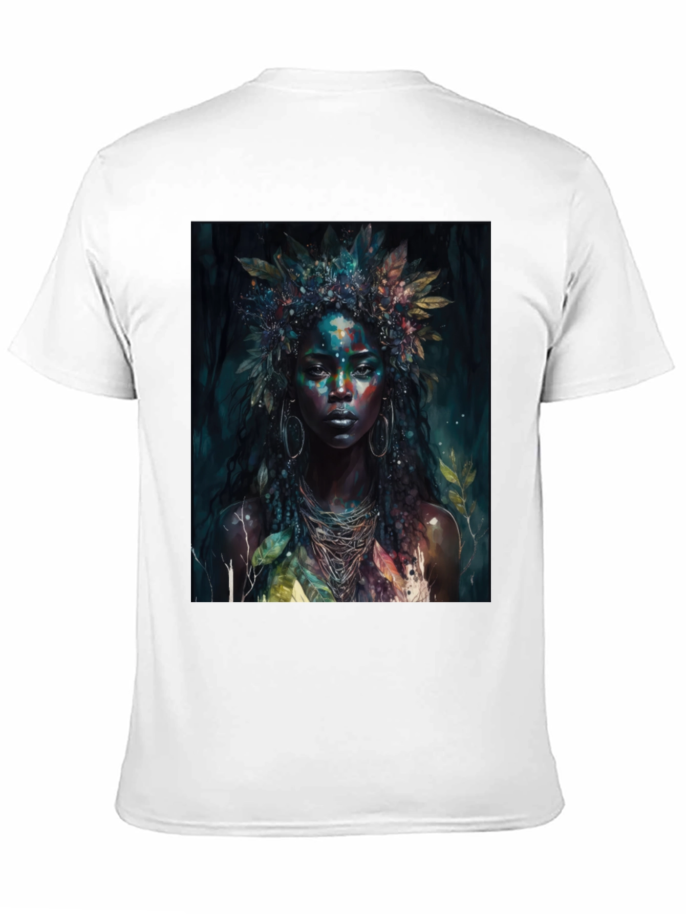 Black Mystic Woman Graphic Tee - Nature Art T-Shirt view 11