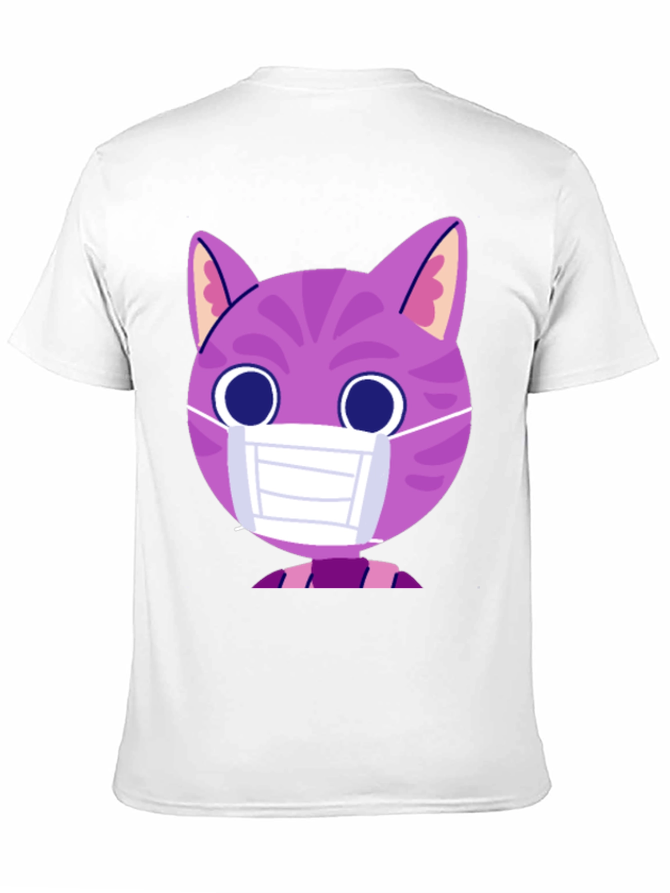 Black Cute Cat in Mask Graphic Tee - Unisex Black T-Shirt view 11