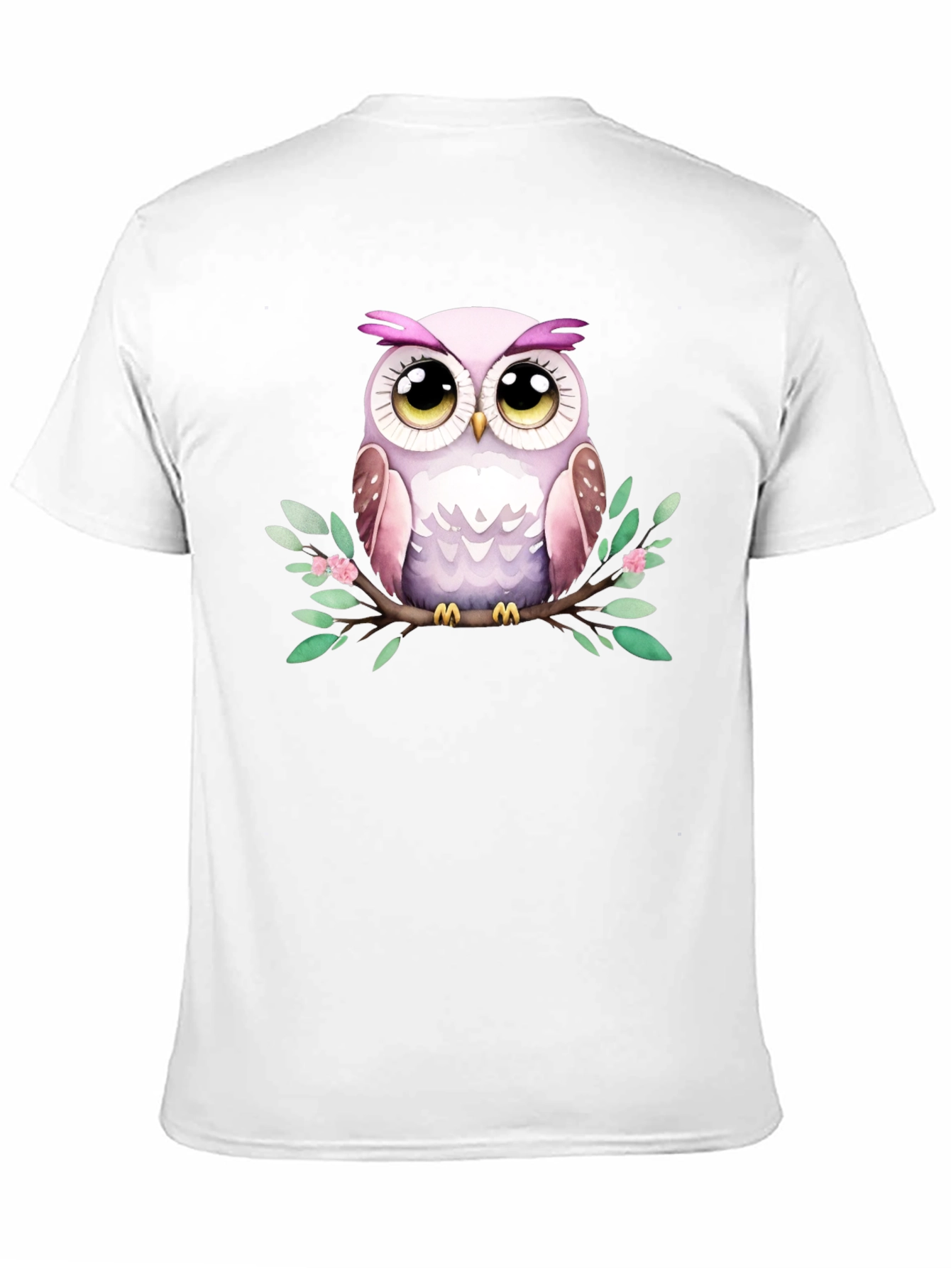 Black Cute Owl Graphic Tee - Black Cotton Blend view 11