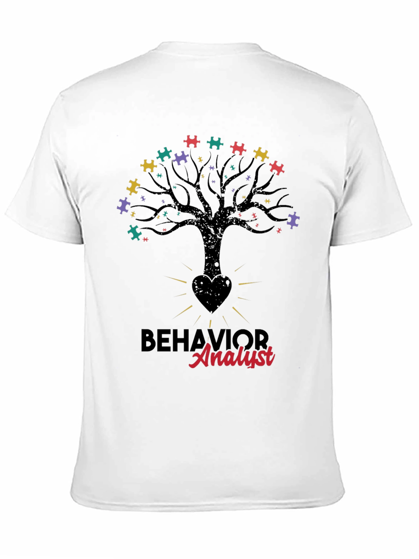Black Behavior Analyst Tree Puzzle T-Shirt view 11