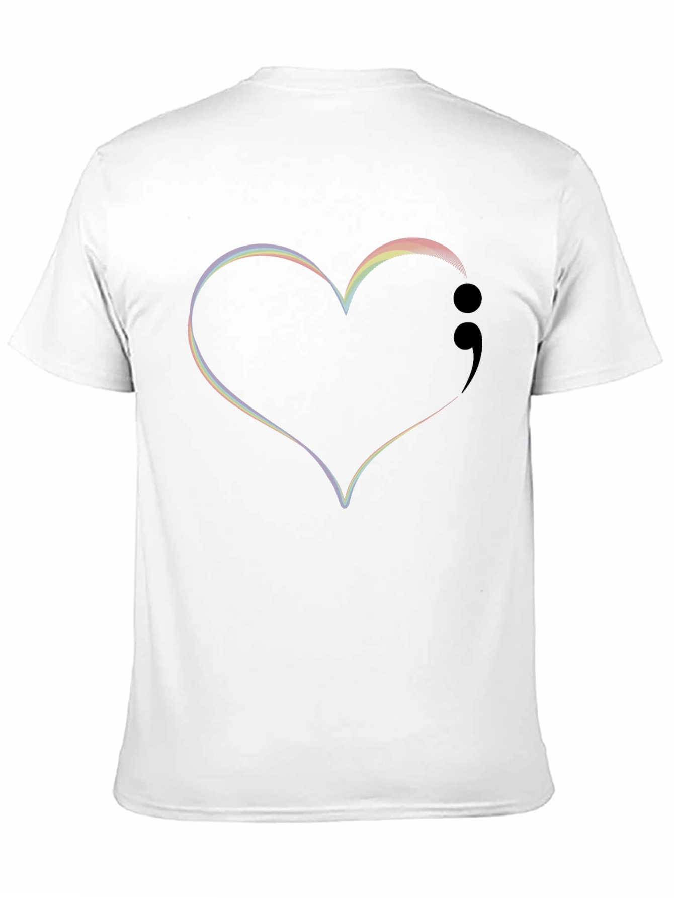 Black Heart Semicolon Rainbow T-Shirt view 11