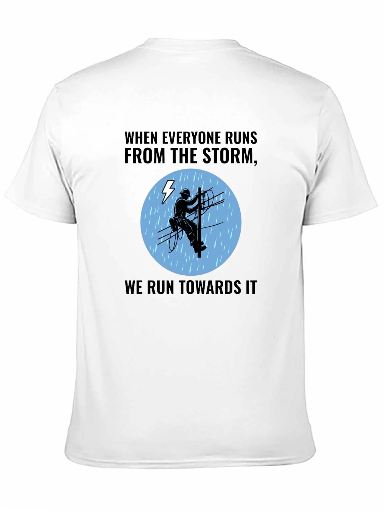 Black Lineman Storm T-Shirt - Power Worker view 11