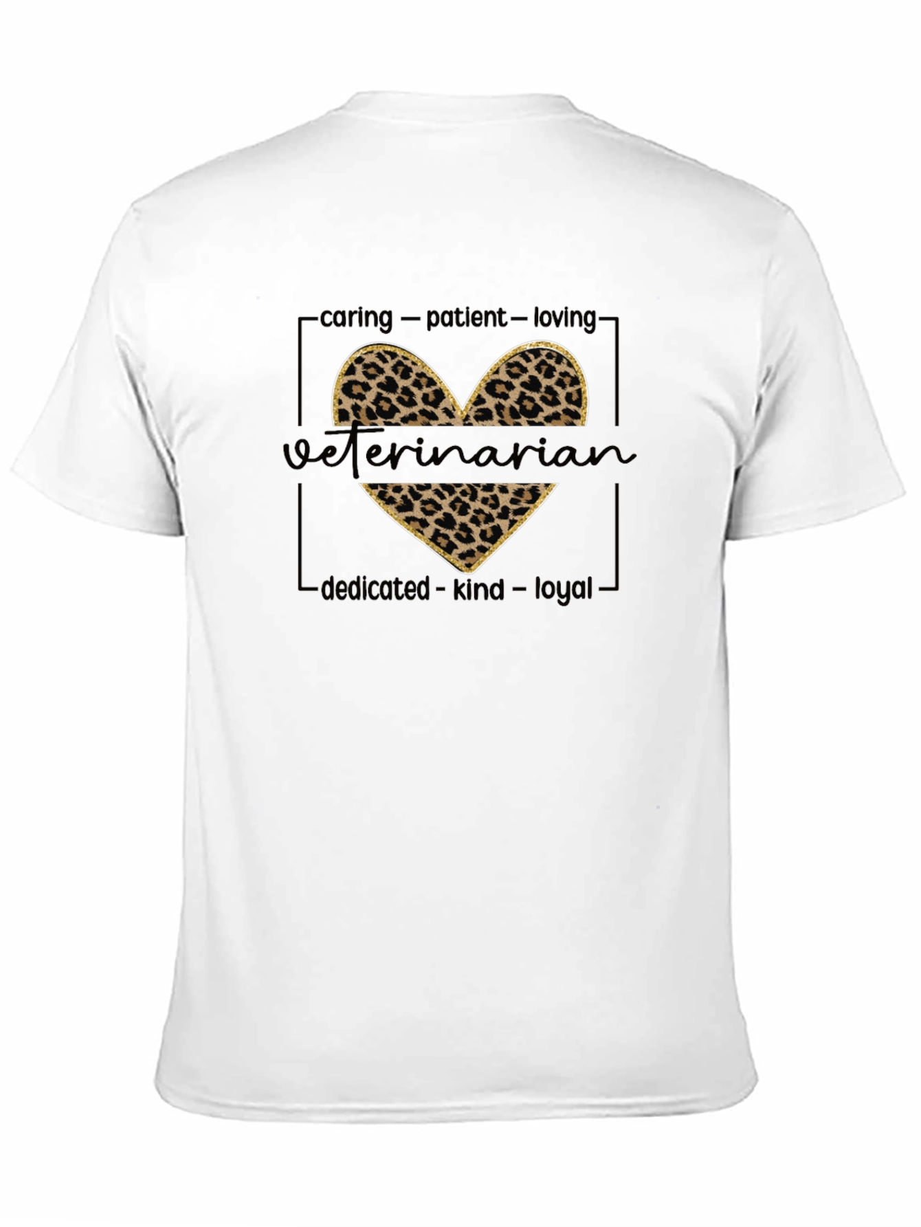 Black Veterinarian Leopard Print Heart T-Shirt view 11