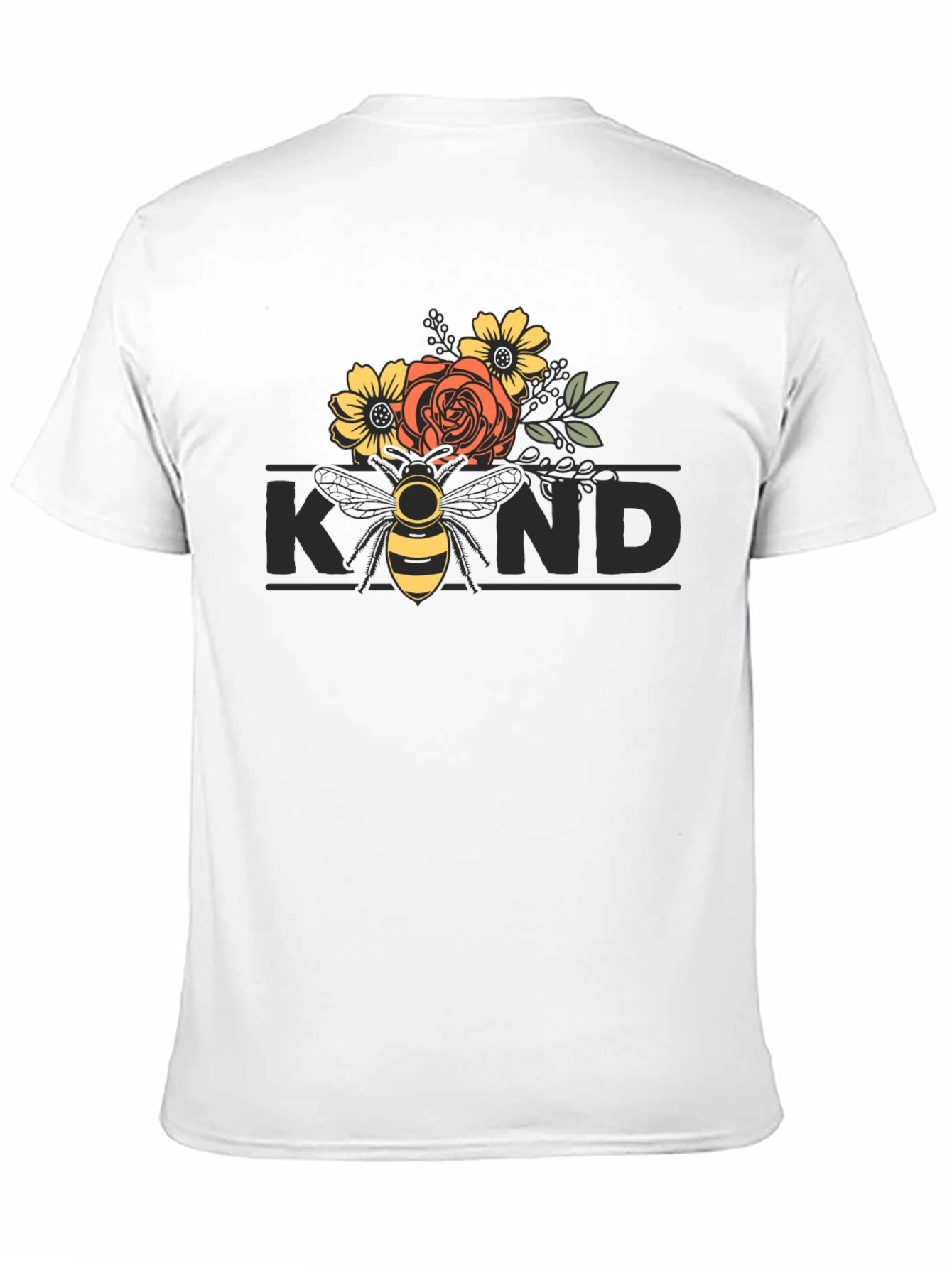 Black Floral Bee Kind T-Shirt - Black view 11