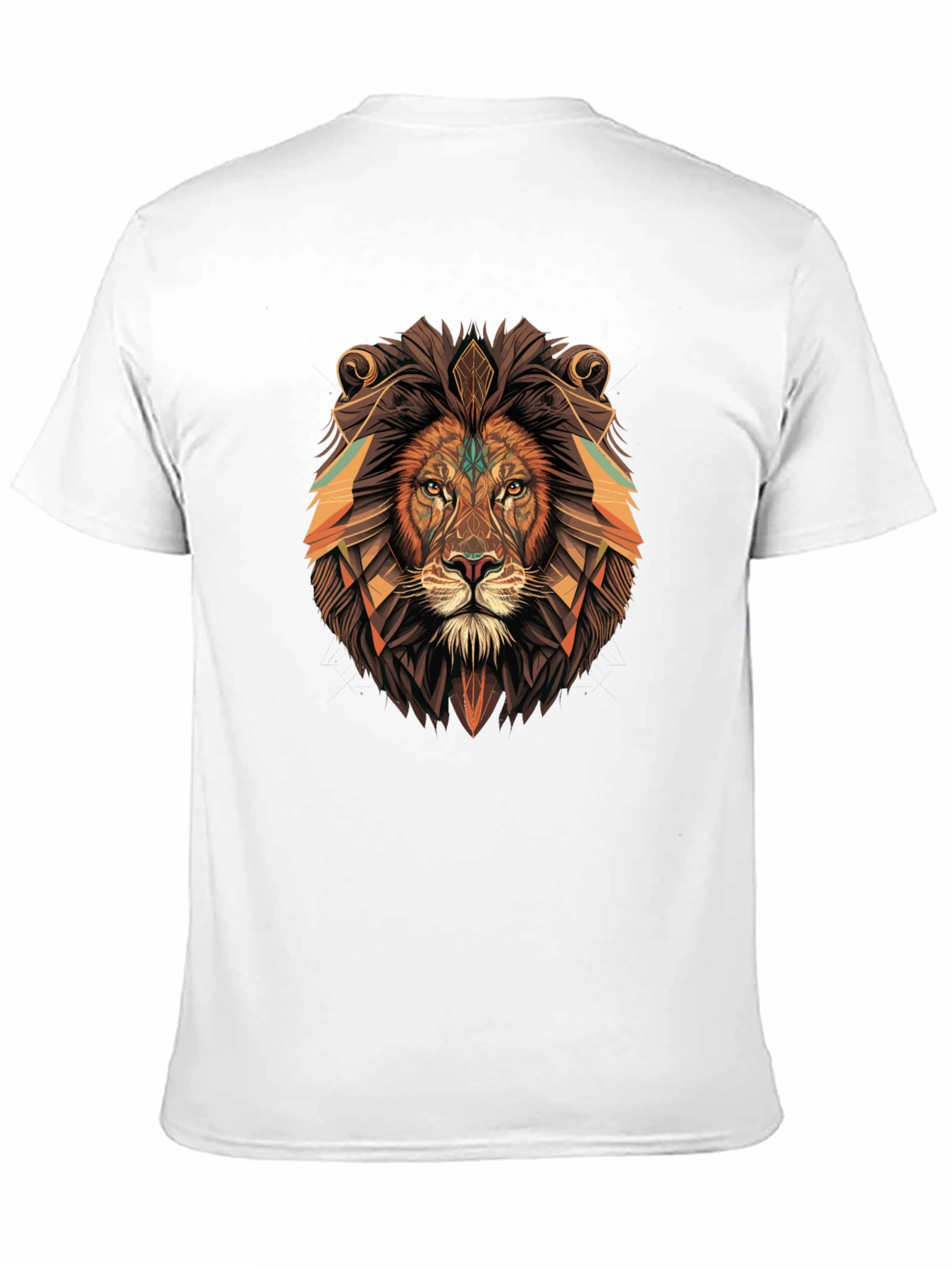 Black Geometric Lion Graphic Tee - Black Cotton Blend view 11