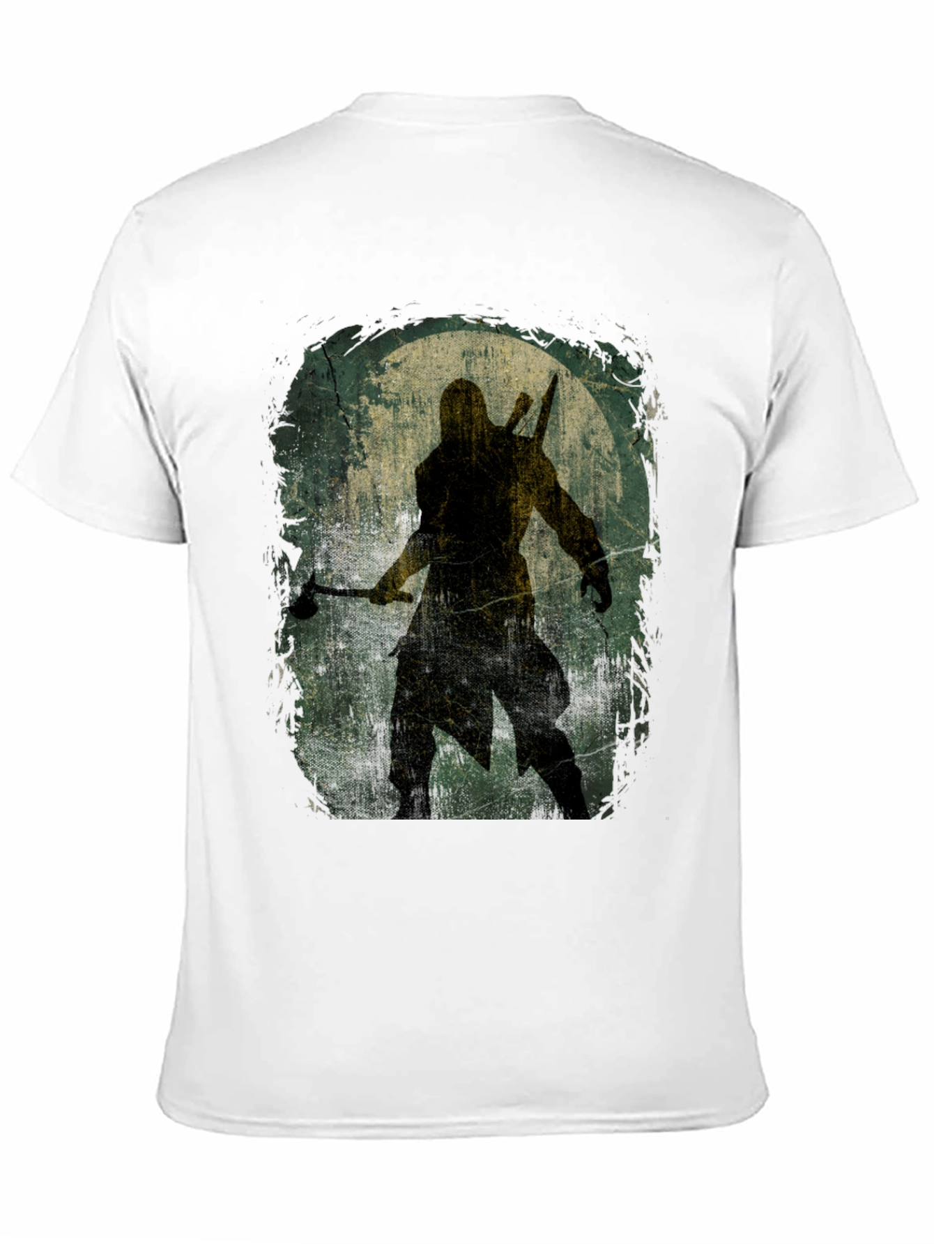Black Warrior Silhouette Graphic Tee - Black Cotton T-Shirt view 11