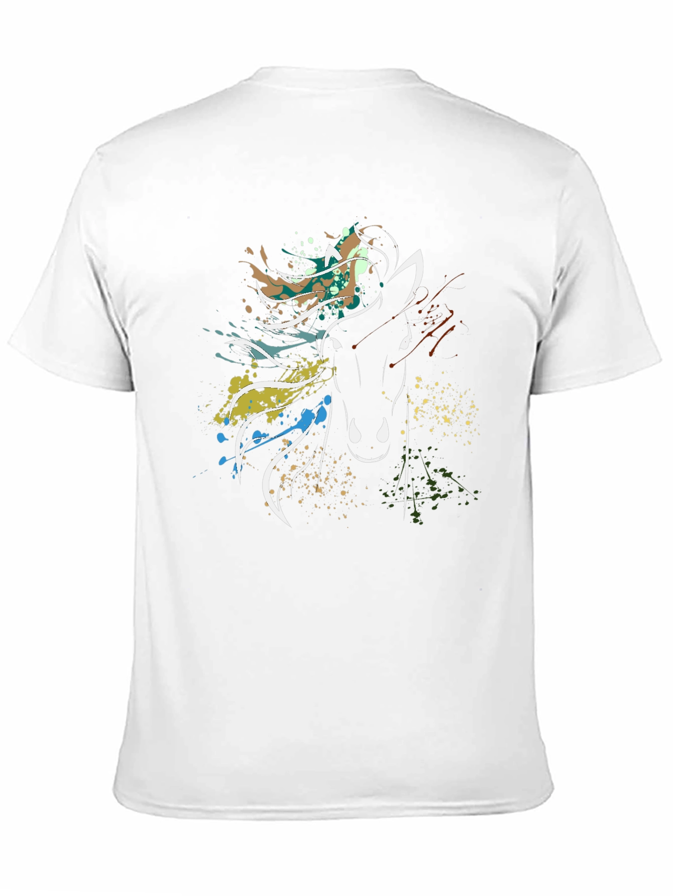 Black Abstract Horse Graphic Tee - Stylish Men's Black T-Shirt view 11