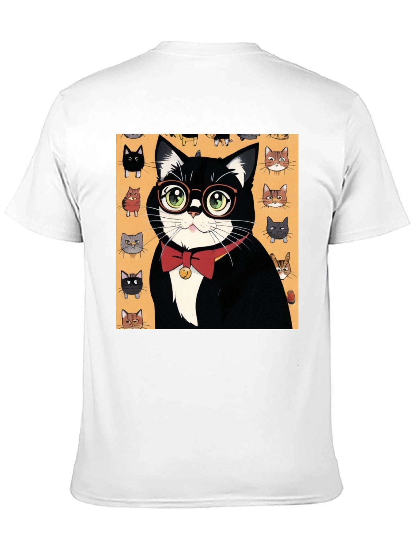 Black Cool Cat T-Shirt - Black Tee with Whimsical Cat Print view 11