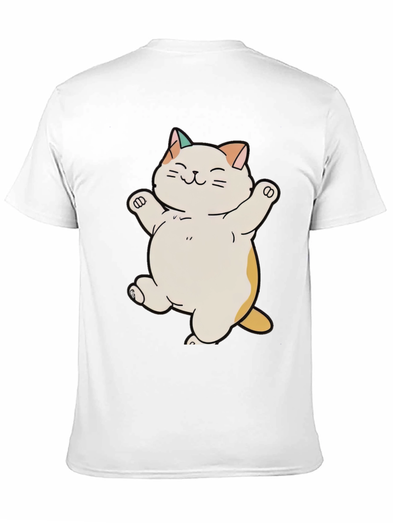Black Cute Cat T-Shirt - Happy Cartoon Kitty Design view 11
