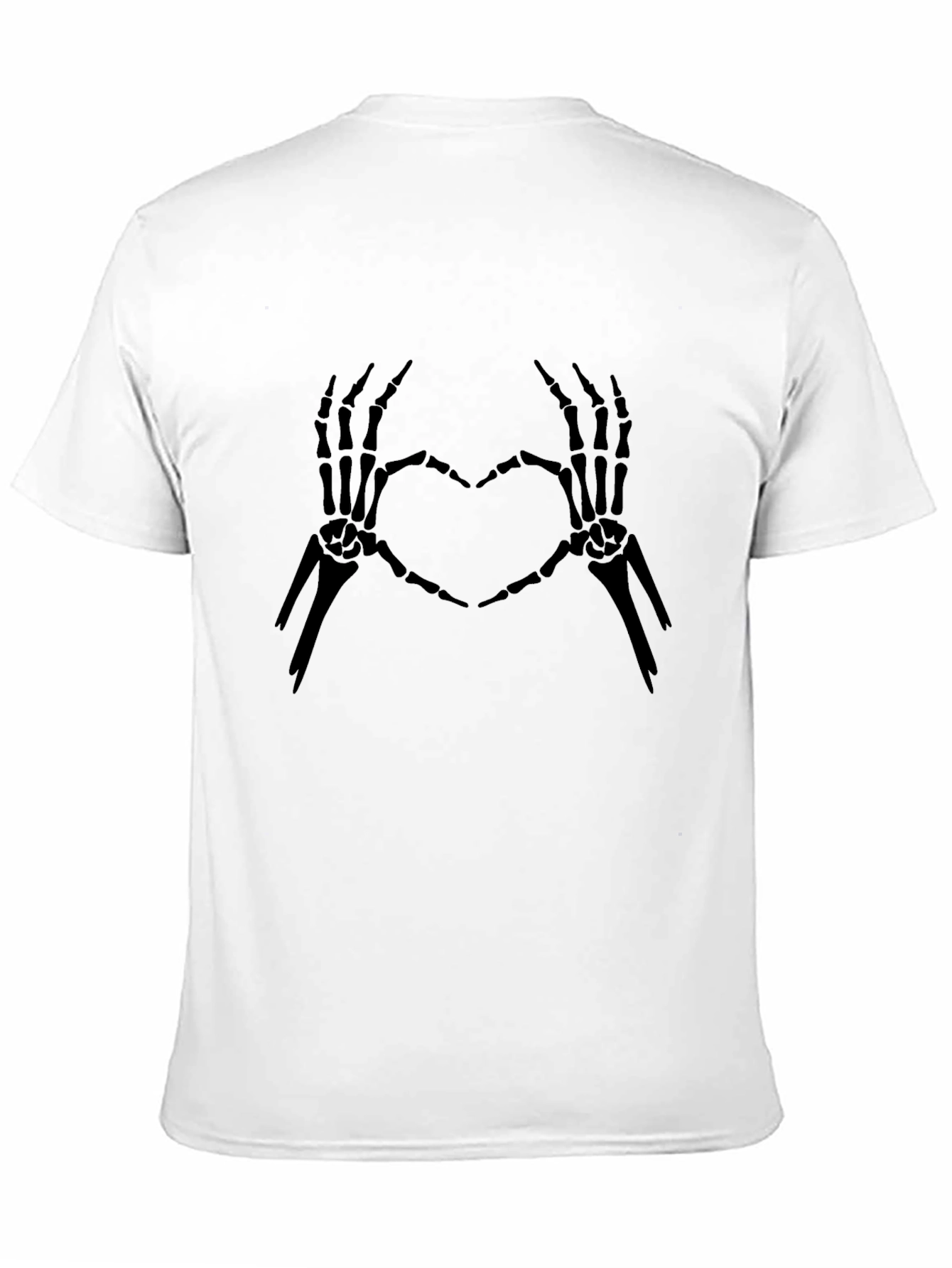 Black Skeleton Heart Hands Graphic Tee - Black Cotton view 11