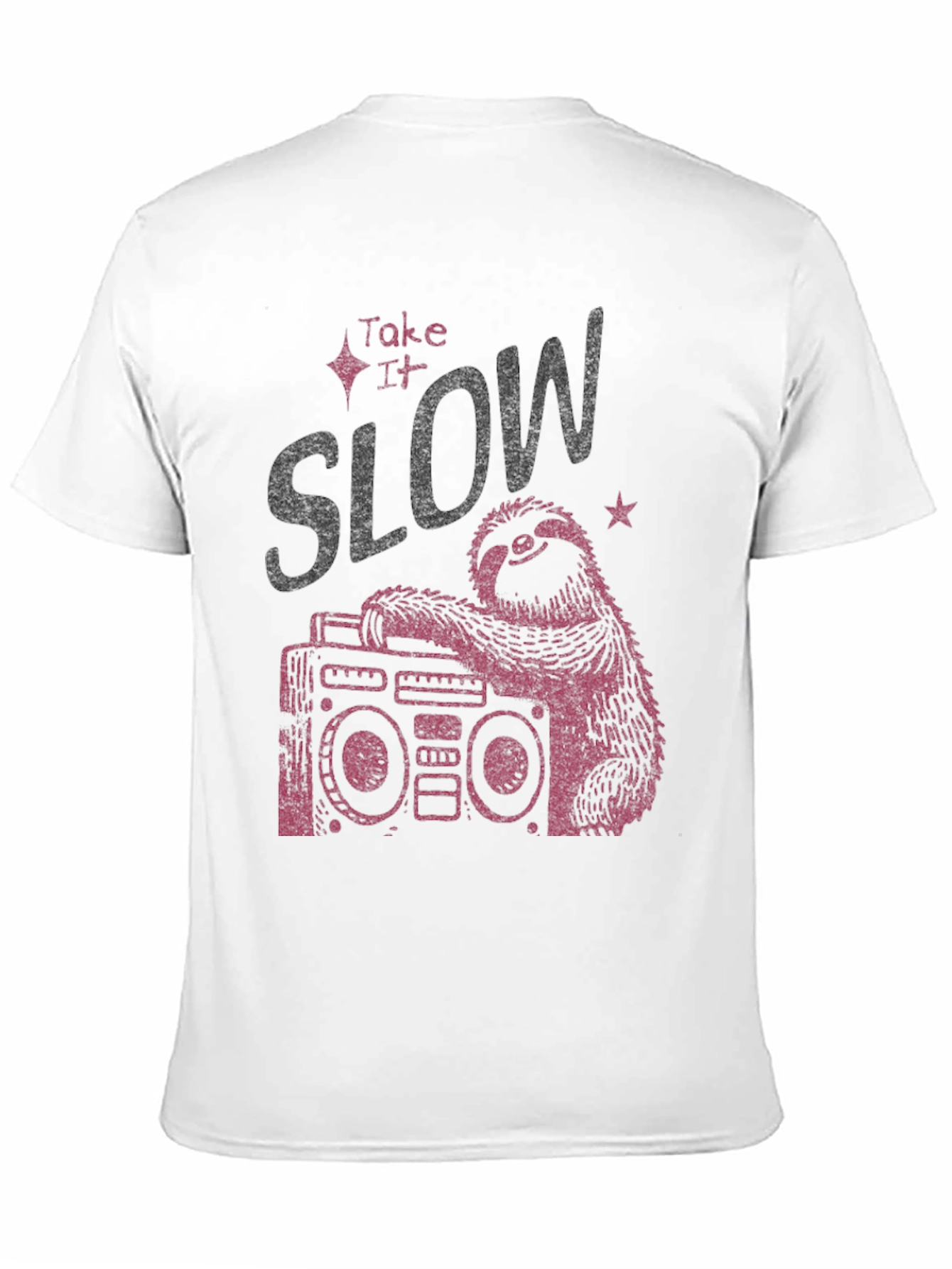 Black Take It Slow Sloth Boombox Graphic Tee view 11