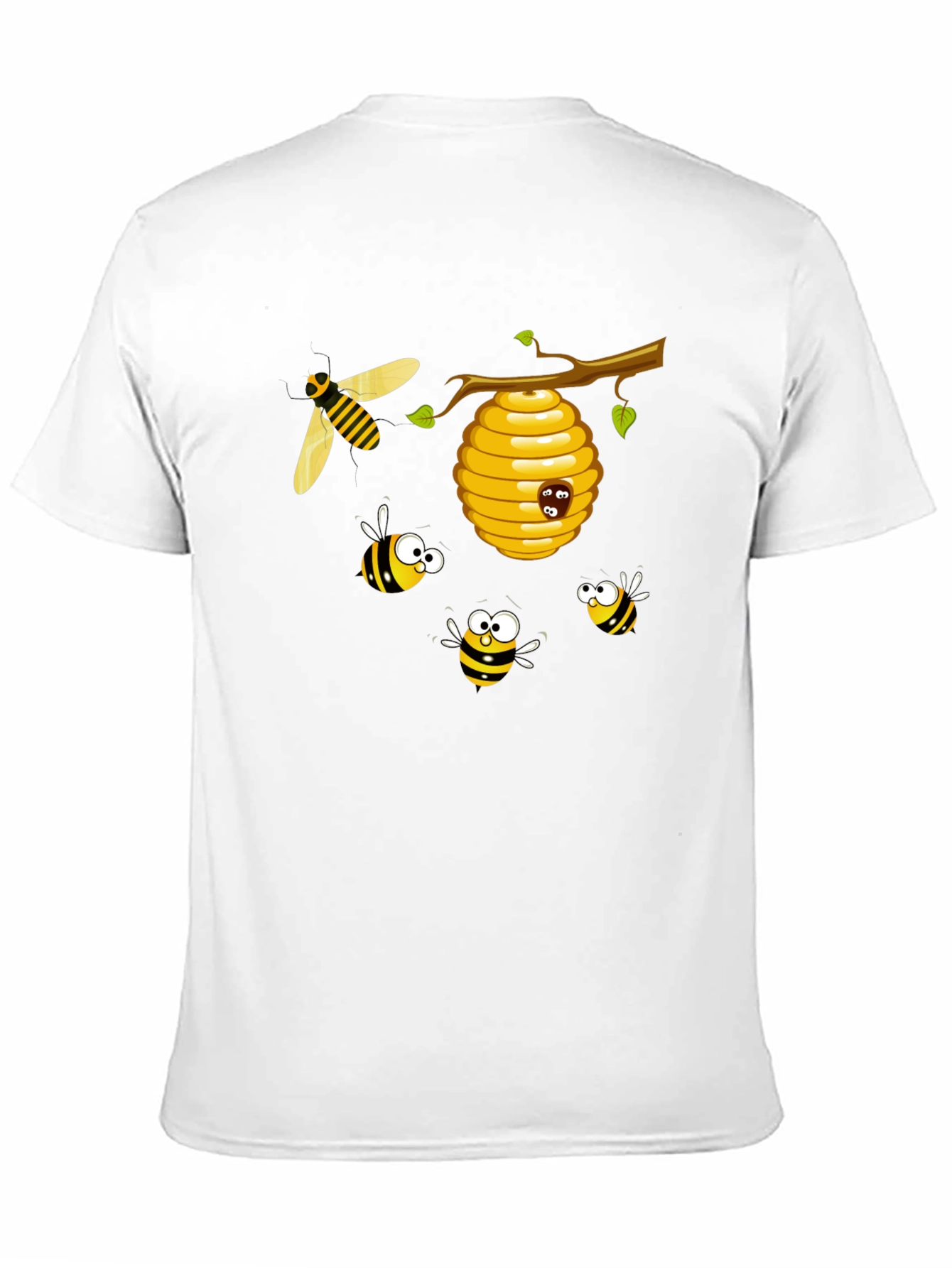 Black Cartoon Bees T-Shirt - Black Cotton Tee view 11