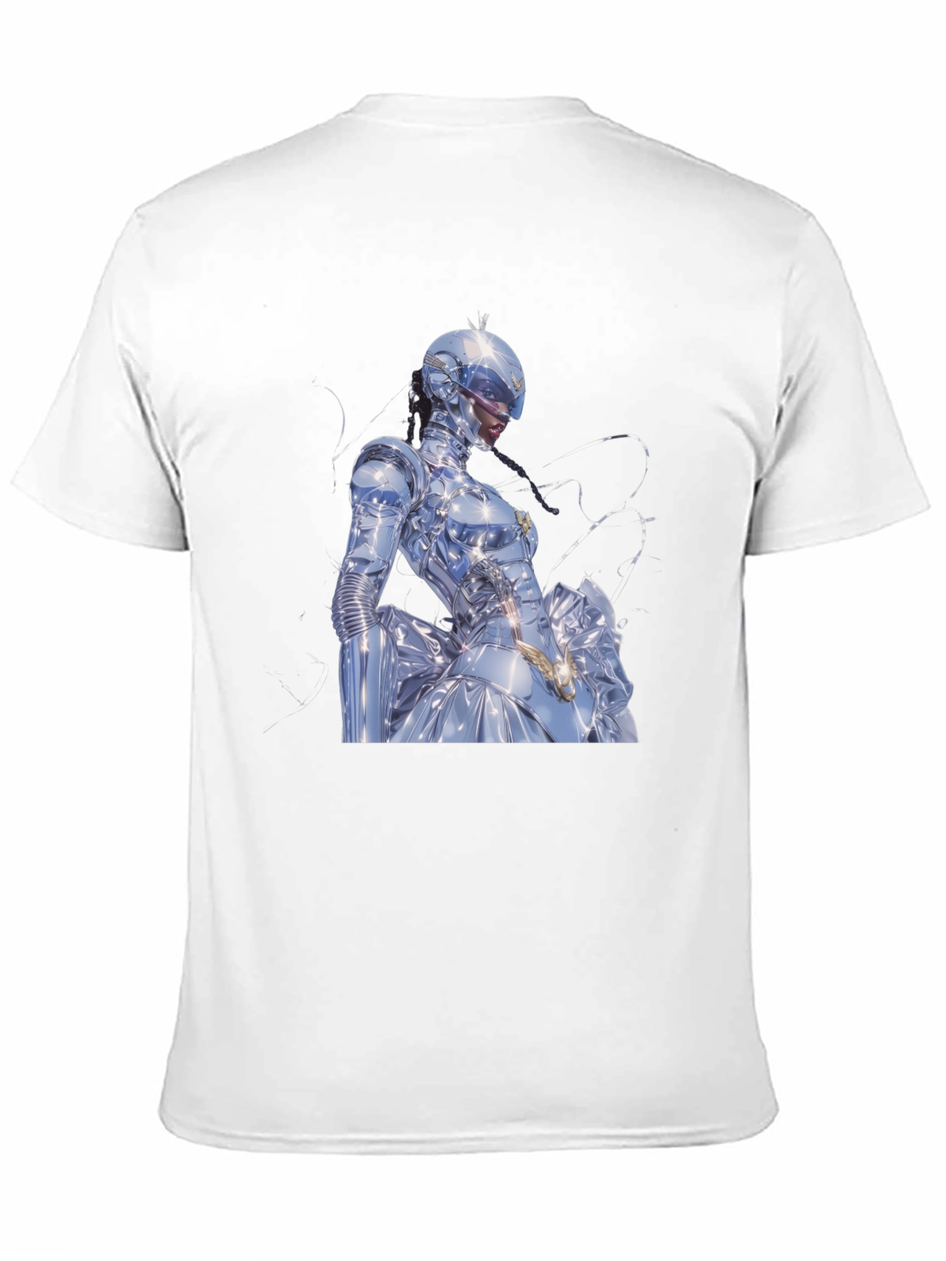Black Futuristic Robot Woman T-Shirt view 11