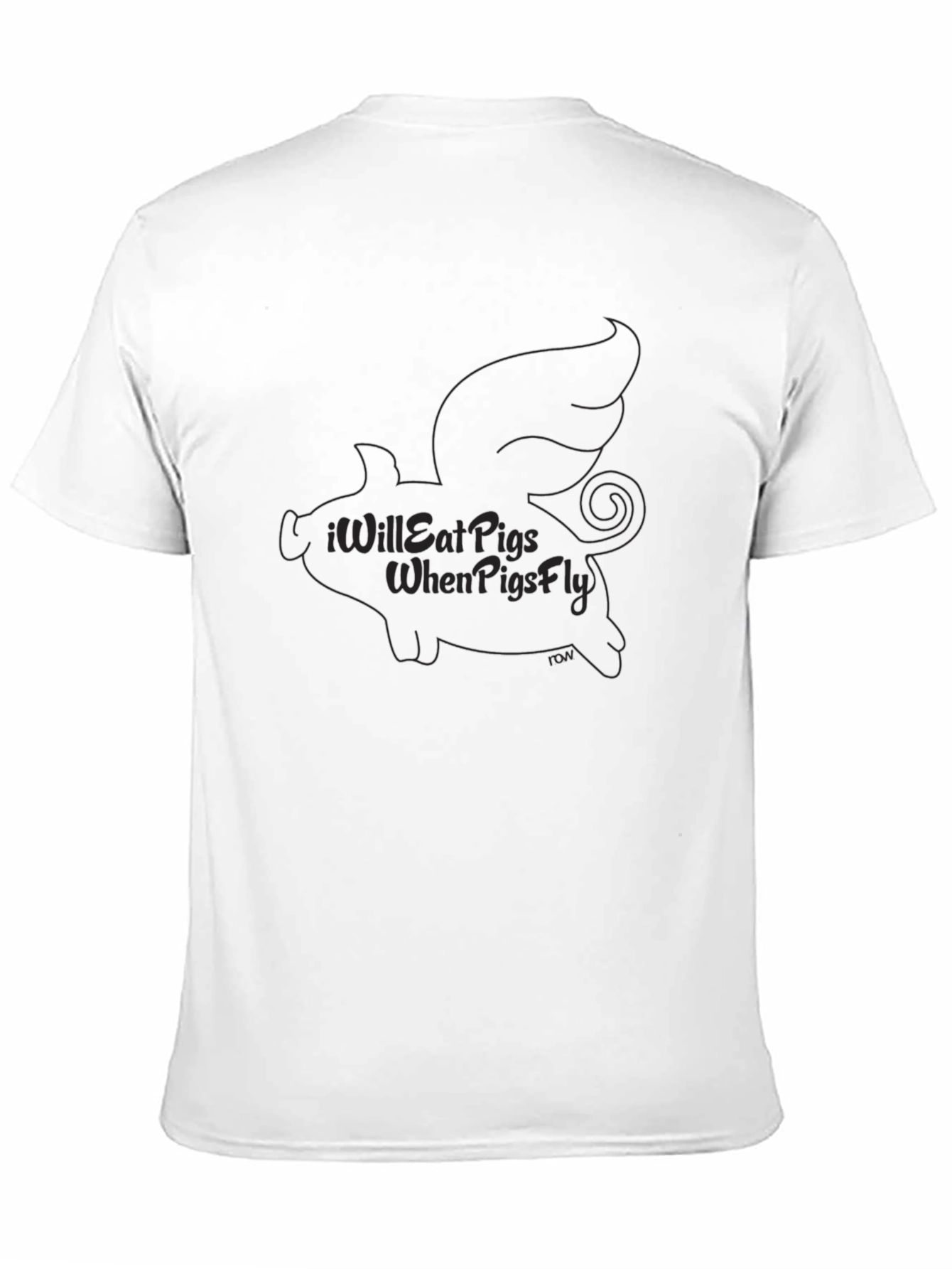 Black Funny "I Will Eat Pigs When Pigs Fly" Graphic Tee view 11