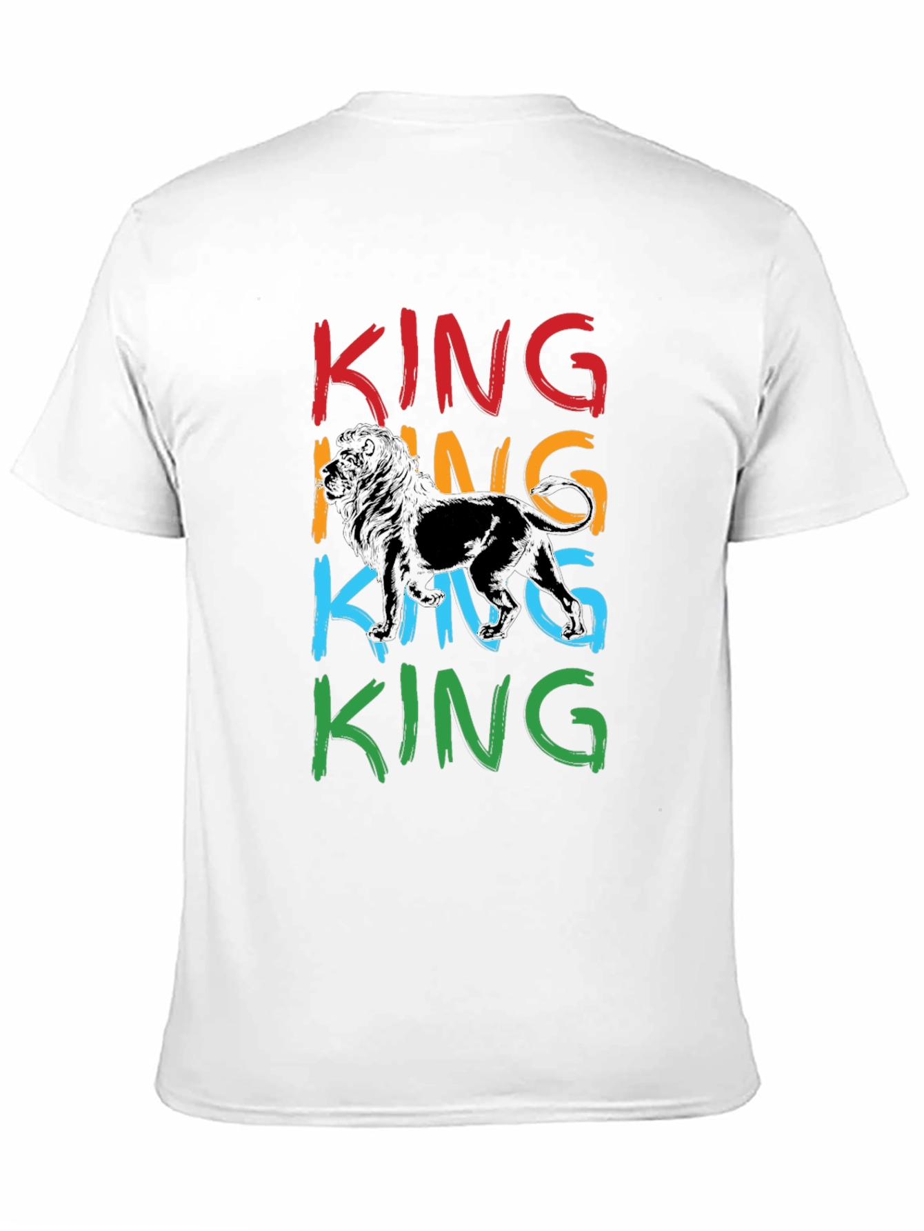 Black King Lion Graphic Print Men's T-Shirt view 11