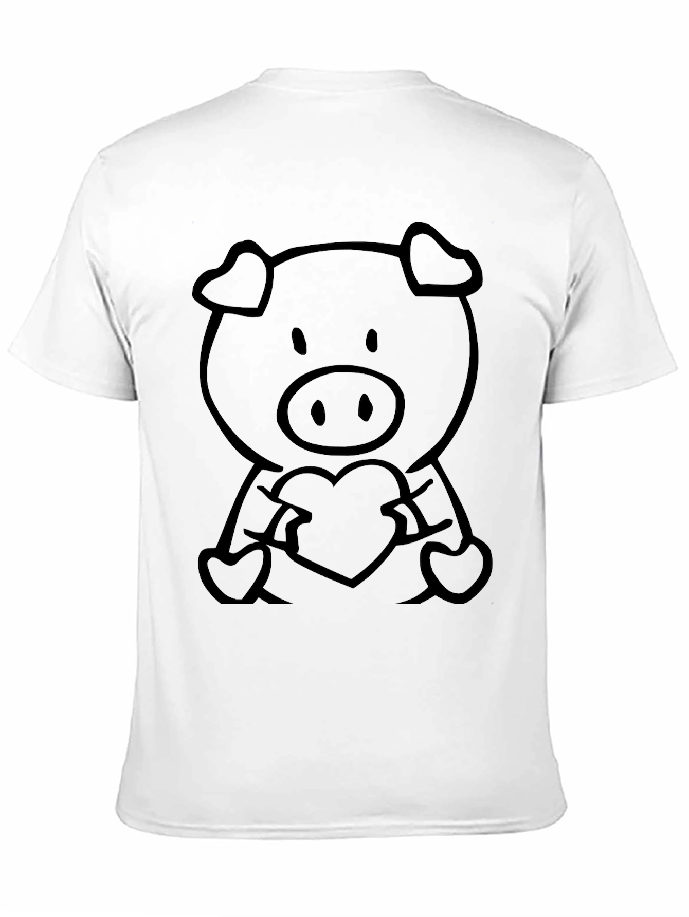 Black Cute Pig Heart T-Shirt - Soft Cotton Blend view 11