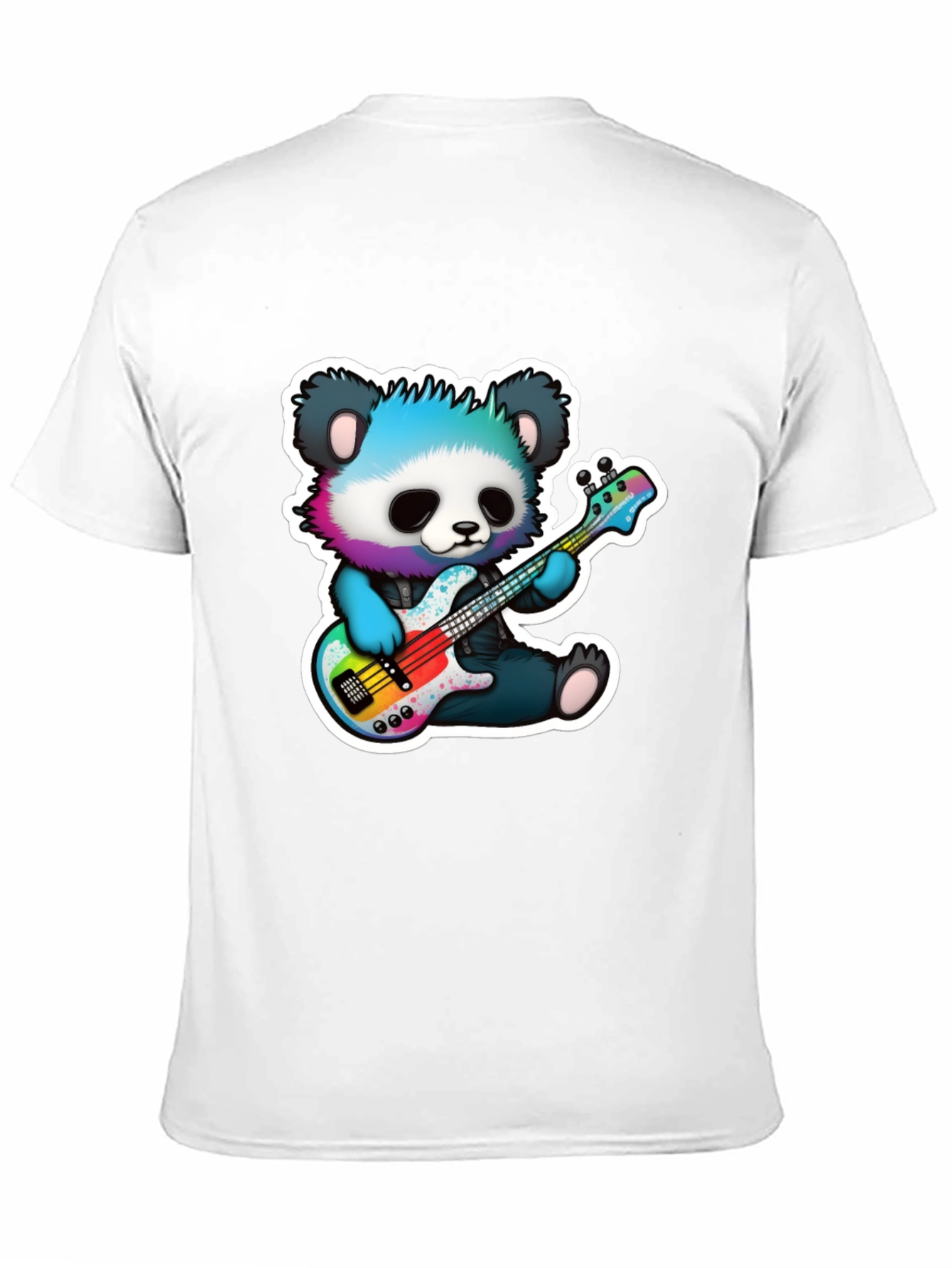 Black Panda Guitarist Graphic Tee - Cool Bear Musician Shirt view 11