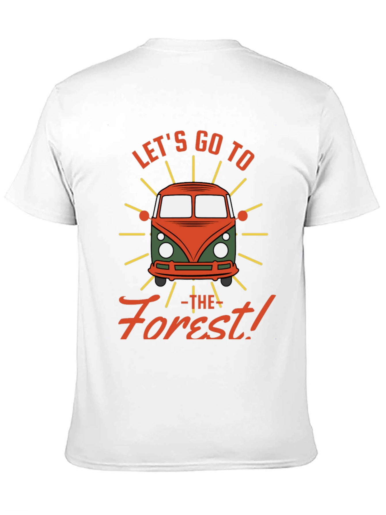 Black Let's Go to the Forest Retro Camper Van Graphic Tee view 11