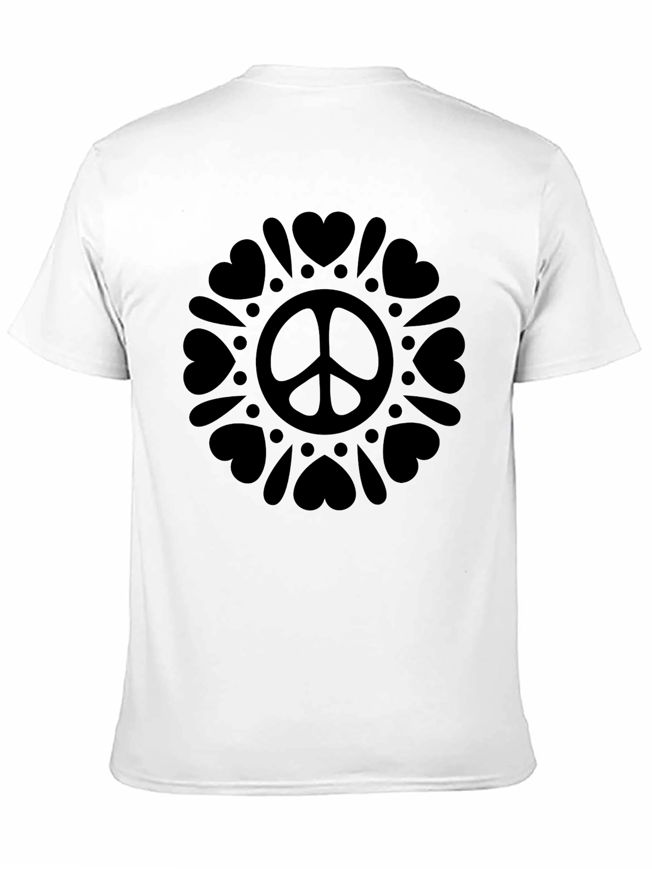 Black Peace Sign Heart Mandala Graphic Tee view 11