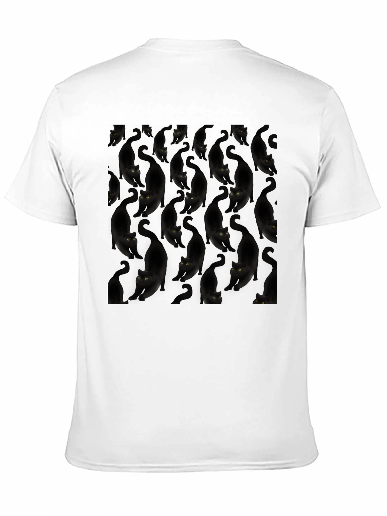 Black Black Cat Pattern Tee - Unique & Stylish view 11