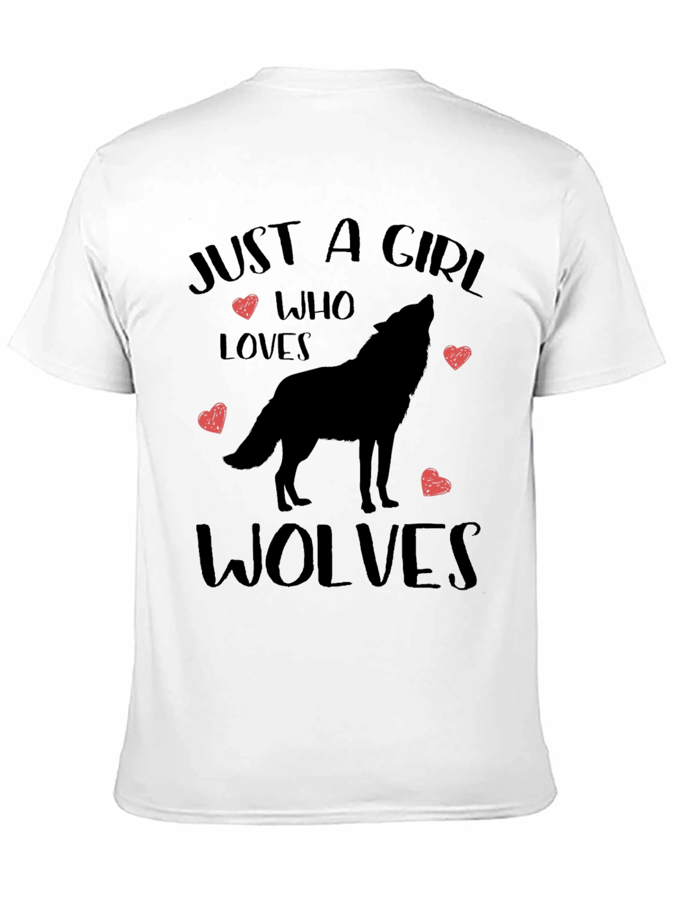 Black Just a Girl Who Loves Wolves T-Shirt view 11