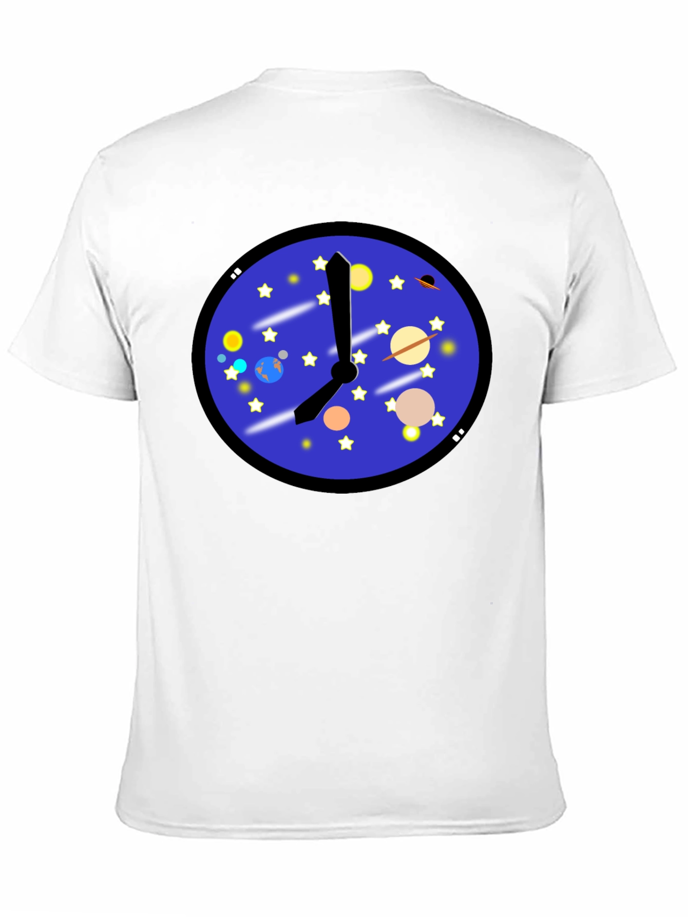 Black Space Time T-Shirt - Galaxy Clock Design view 11