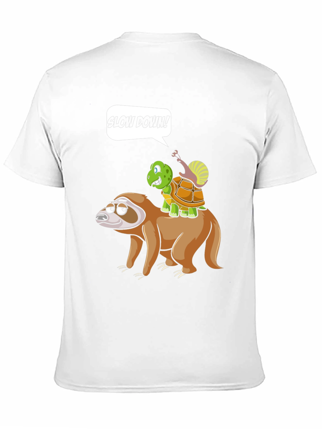 Black Funny Slow Down Sloth, Turtle, and Snail T-Shirt view 11