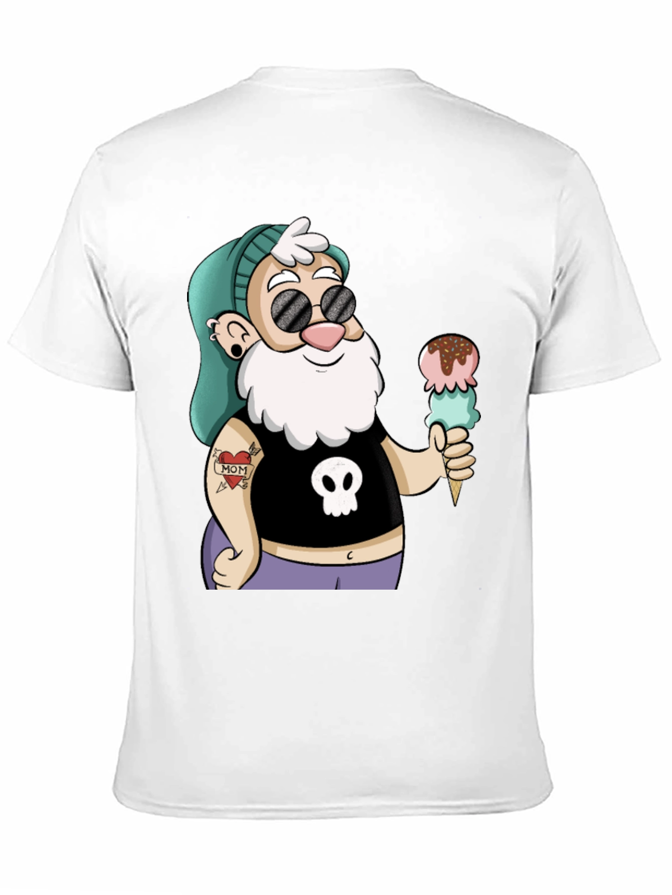Black Cartoon Hipster Gnome T-Shirt view 11