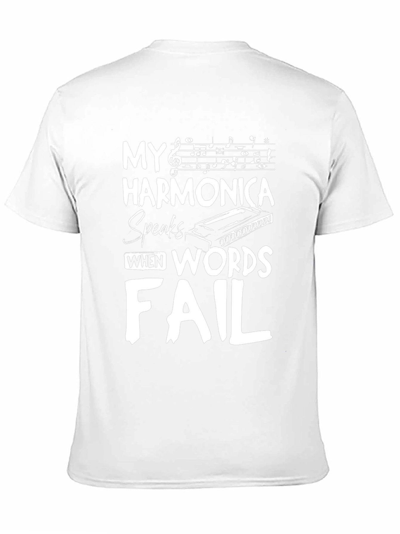 Black Harmonica Speaks T-Shirt - Music Lover Tee view 11