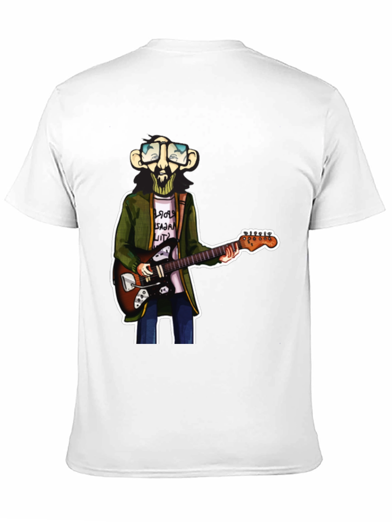 Black Cartoon Guitar Player Graphic Tee view 11