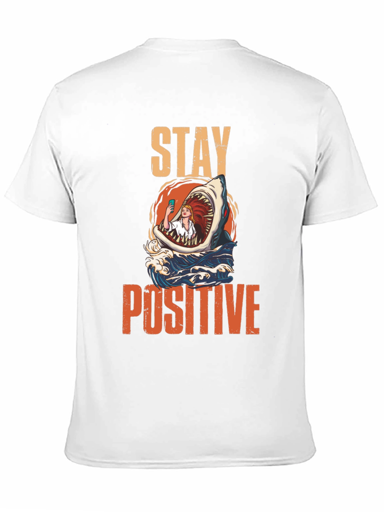 Black Stay Positive Shark Selfie Graphic Tee view 11