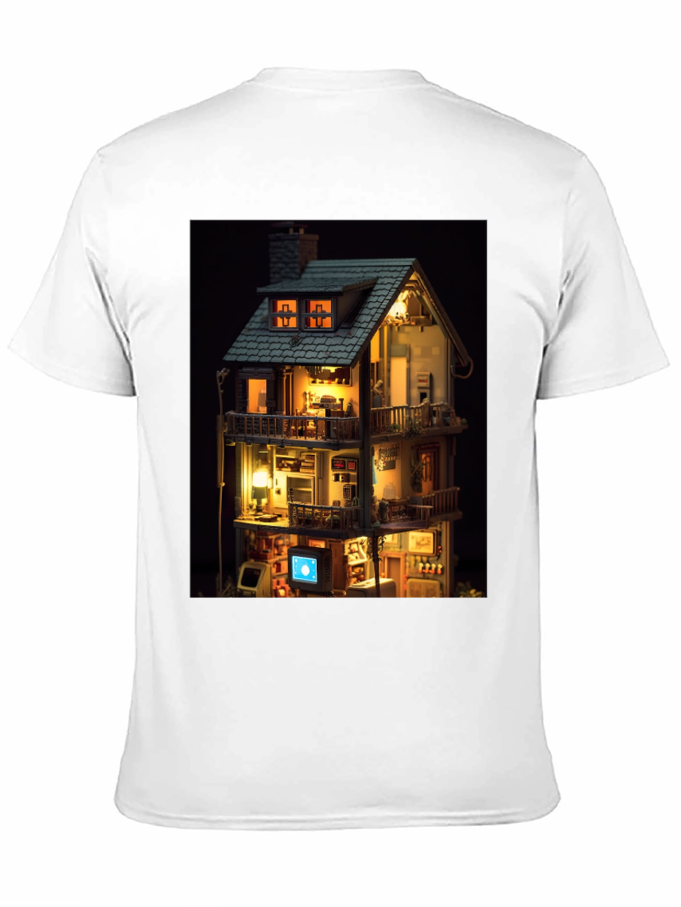 Black Architectural Dollhouse Graphic Tee - Unique Design view 11