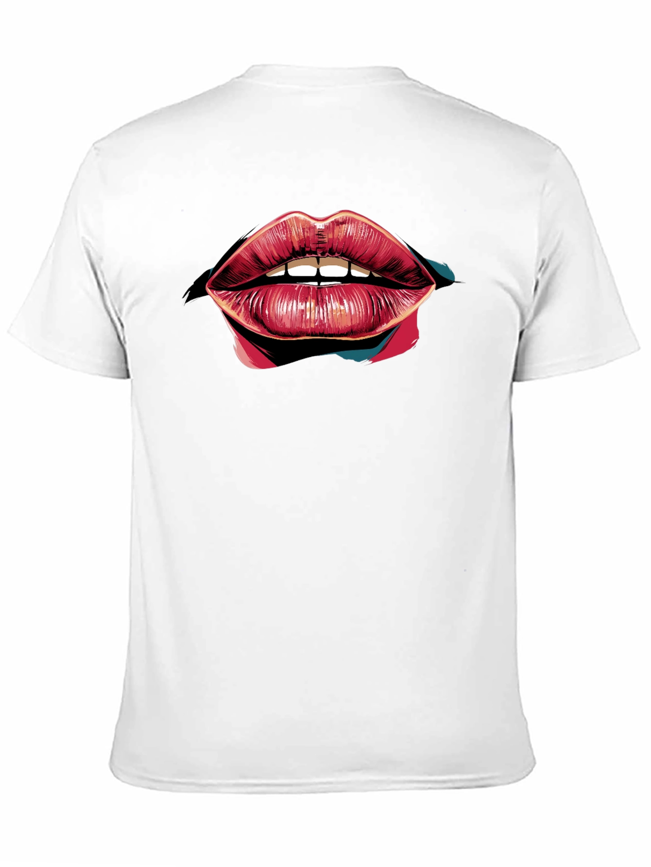 Black Bold Lips Graphic Black T-Shirt view 11