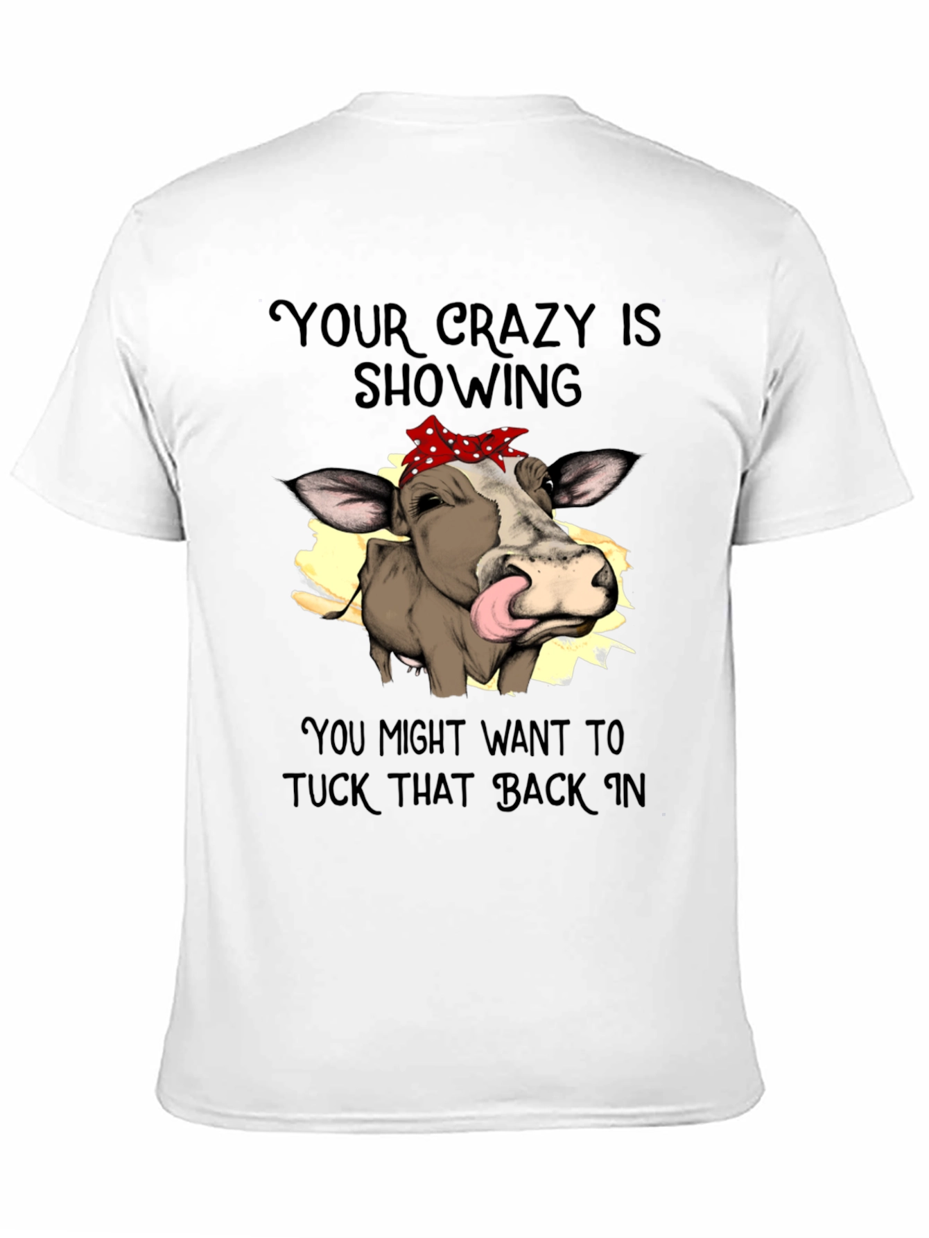 Black Crazy Cow Tongue Out T-Shirt view 11