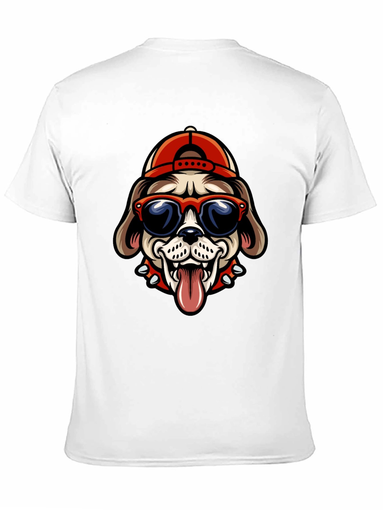 Black Cool Dog Tee: Cartoon Bulldog with Cap & Shades view 11