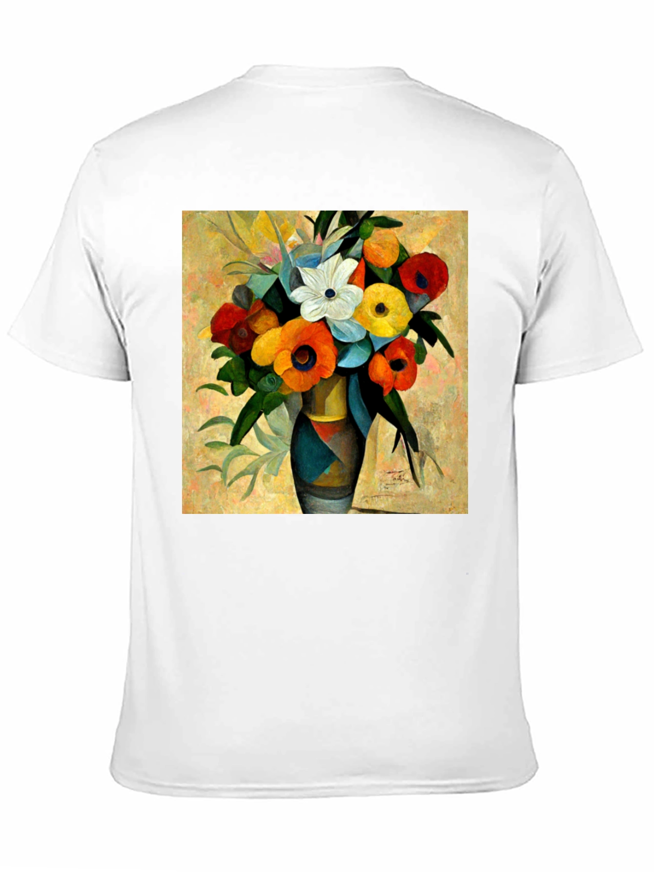 Black Floral Vase Print Black T-Shirt view 11