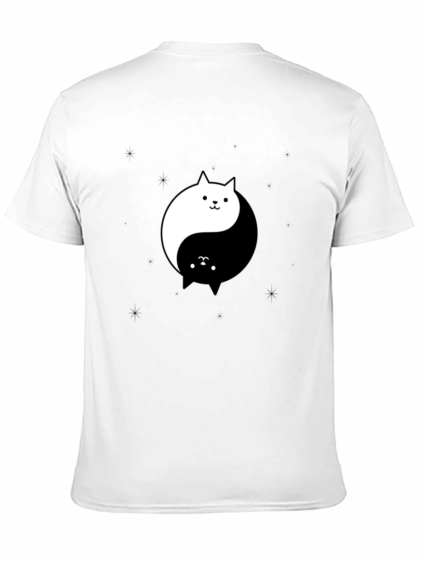 Black Yin Yang Cat Graphic Tee - Black Cotton T-Shirt view 11