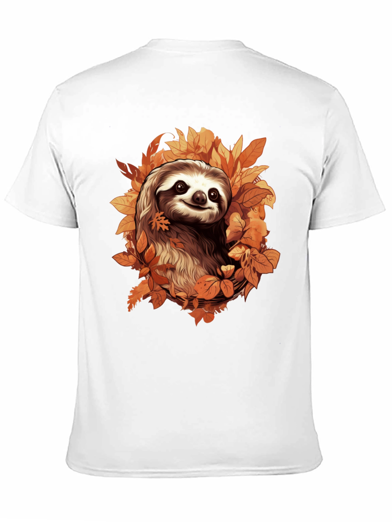 Black Sloth in Autumn Leaves Graphic T-Shirt view 11