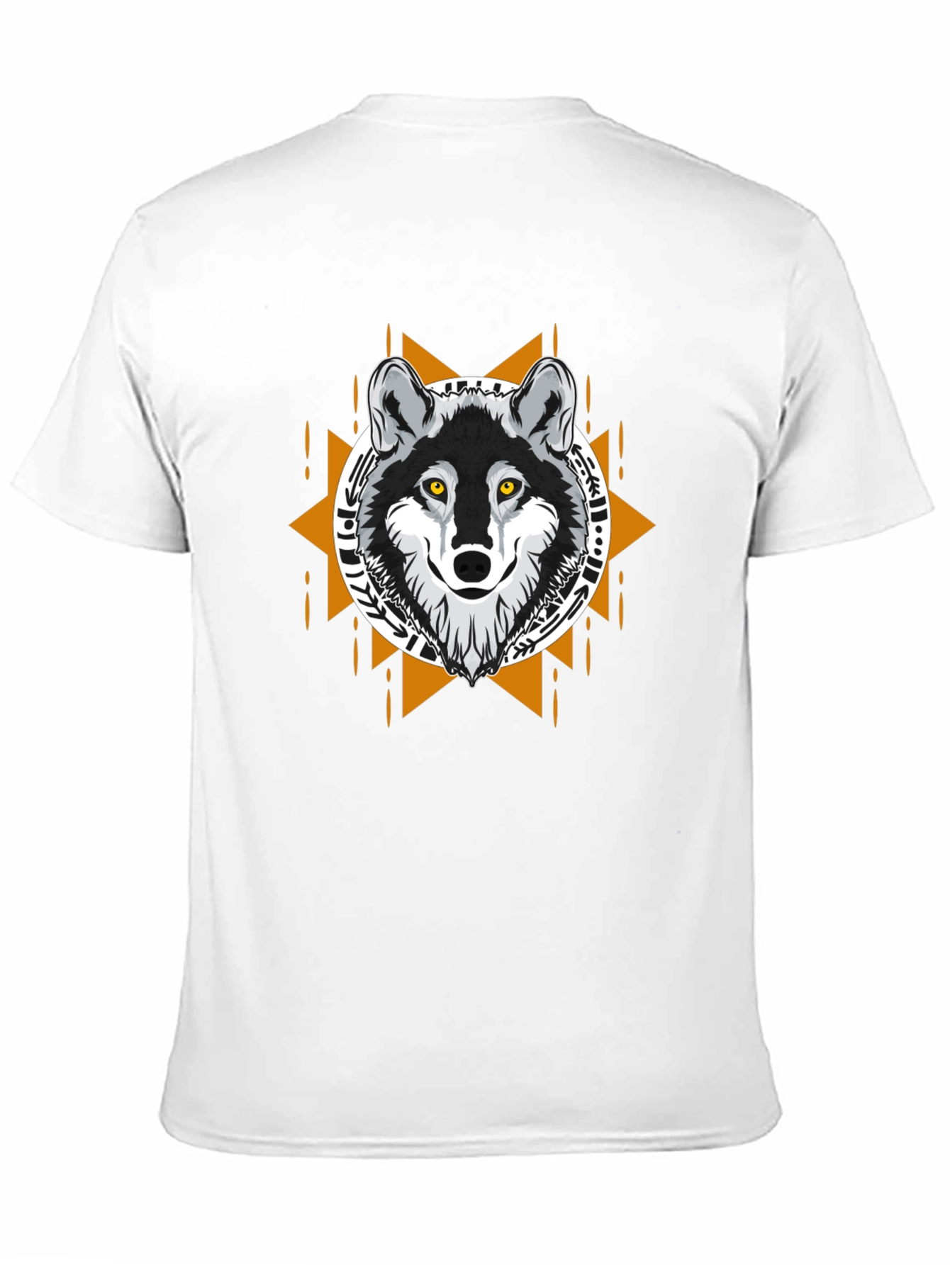 Black Wolf Graphic Tee - Tribal Design Black T-Shirt view 11