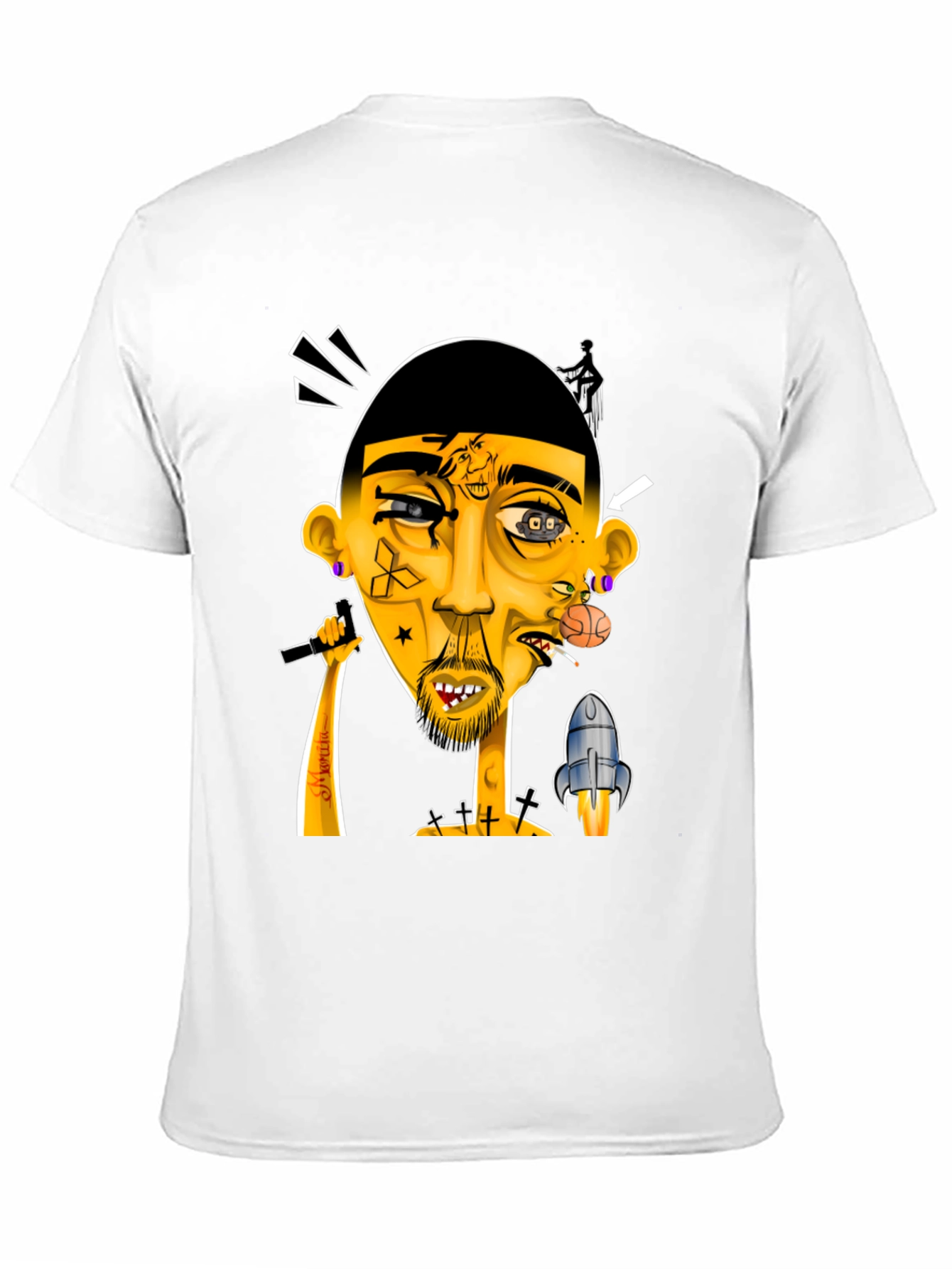 Black Unique Graphic Print Tee - Artistic Design view 11