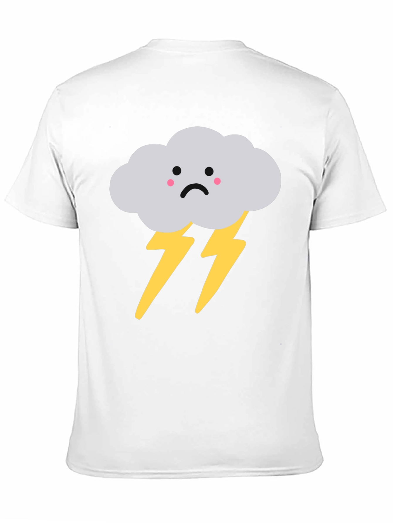 Black Sad Cloud Lightning Bolt Graphic Tee - Black view 11