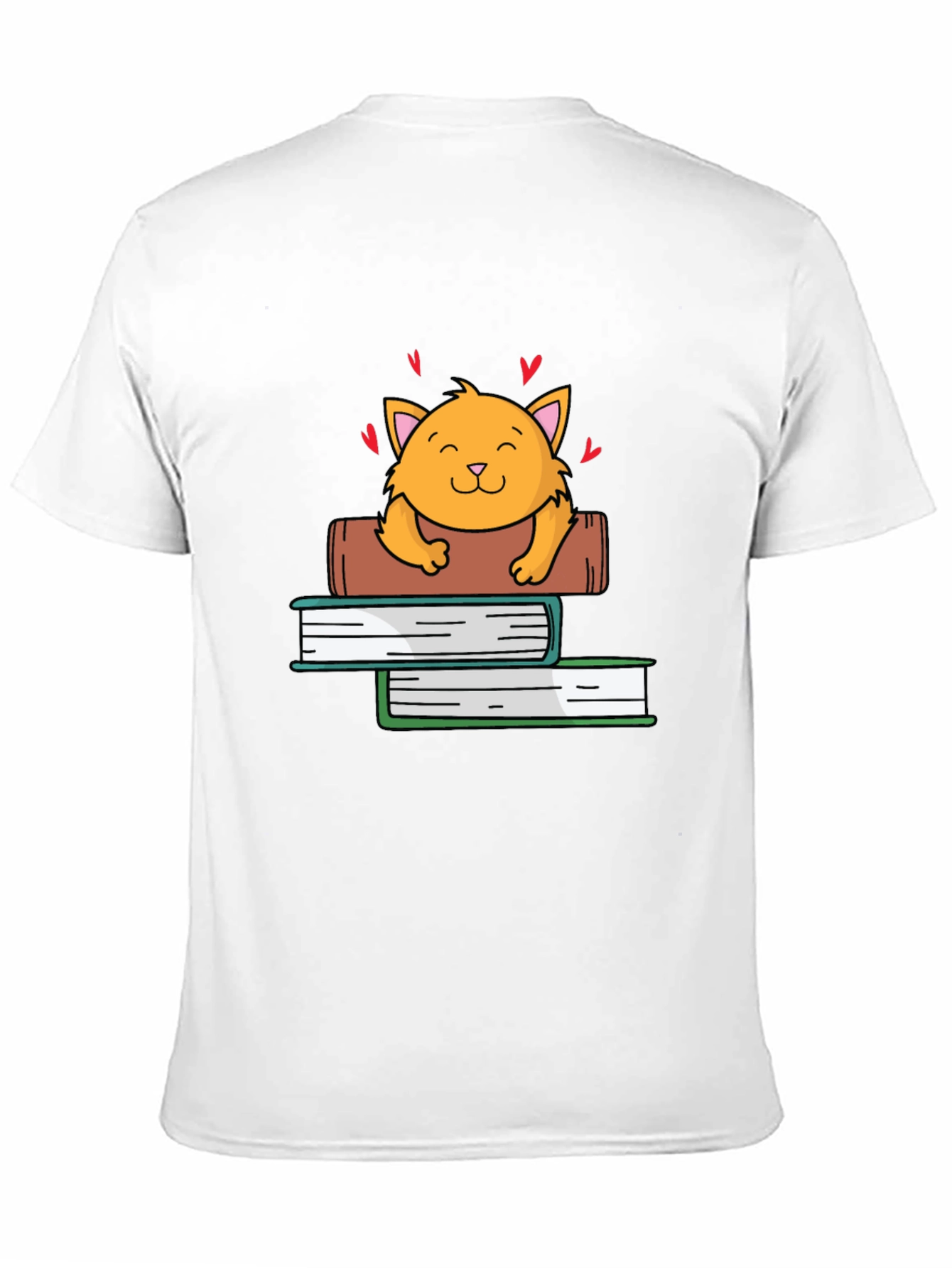 Black Cute Cat on Books Graphic Tee view 11