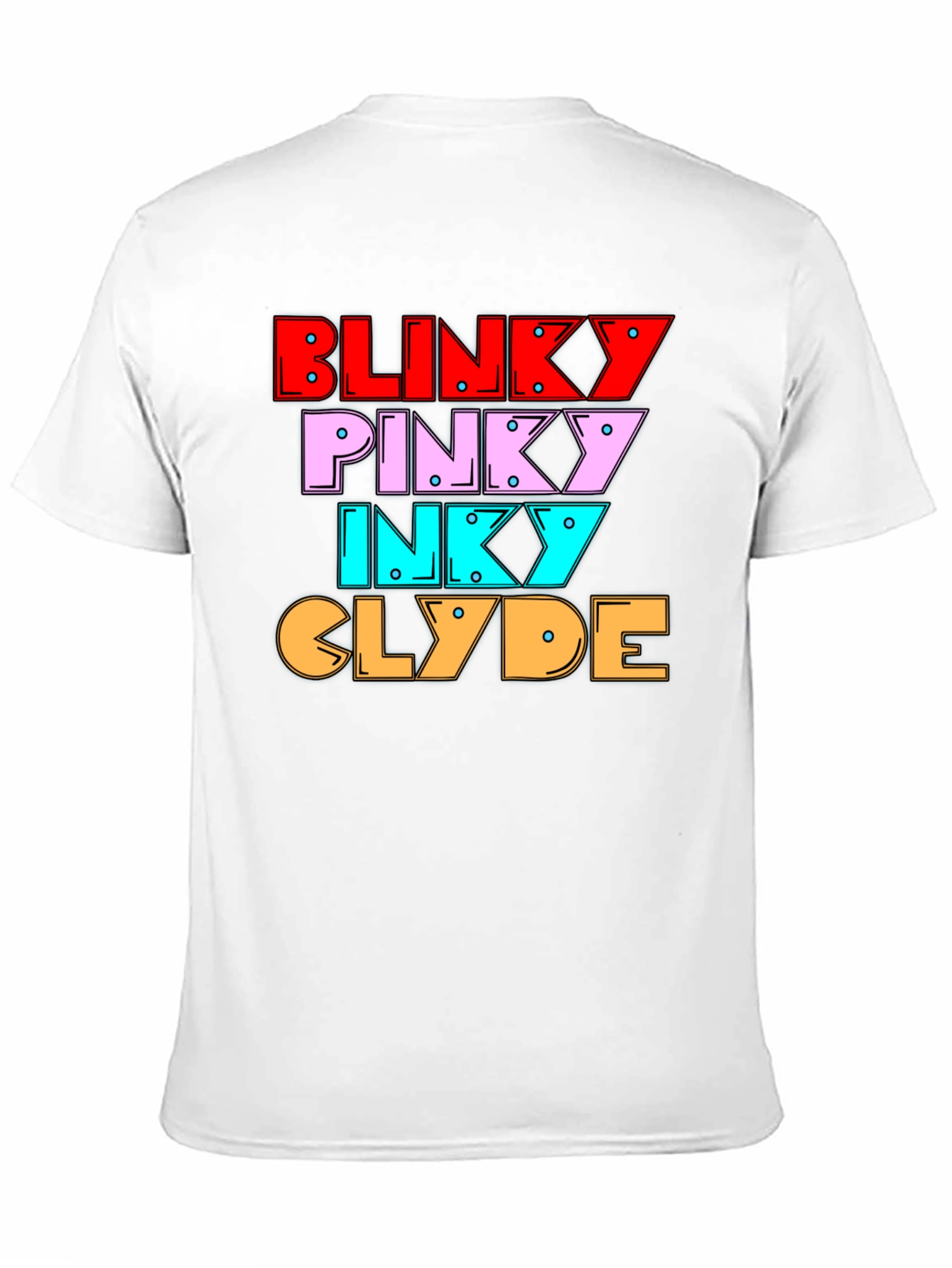 Black Retro Gaming Tee - Blinky, Pinky, Inky, Clyde Shirt view 11