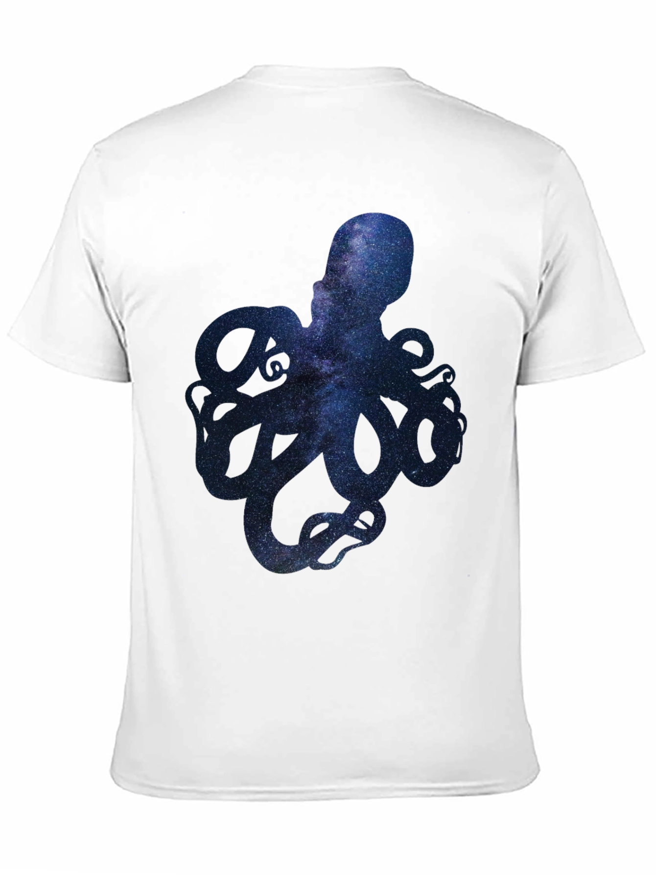 Black Galaxy Octopus Graphic Print Men's T-Shirt view 11
